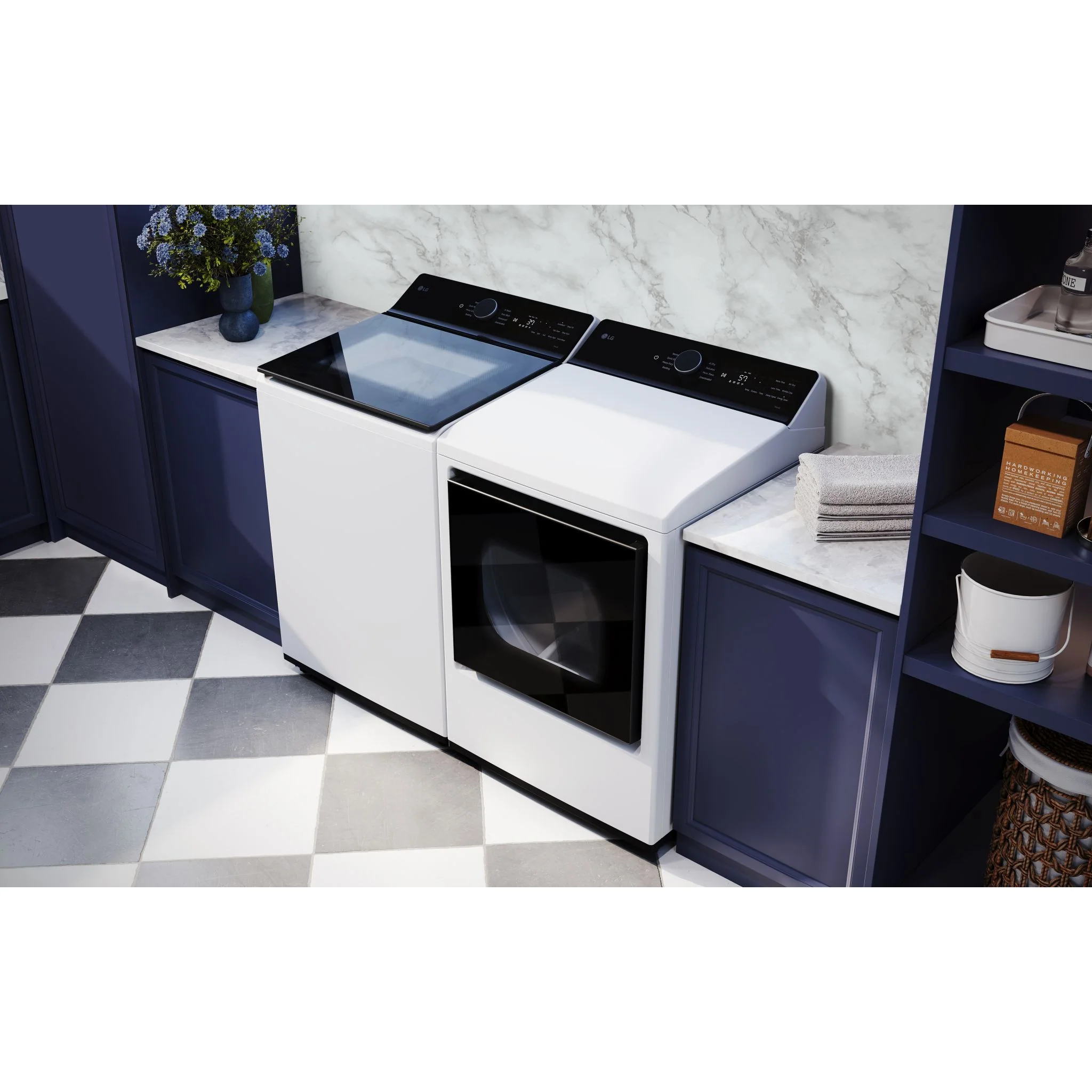 LG Top Load Pair (WT8405CW-DLE8400WE) - White - Image 4