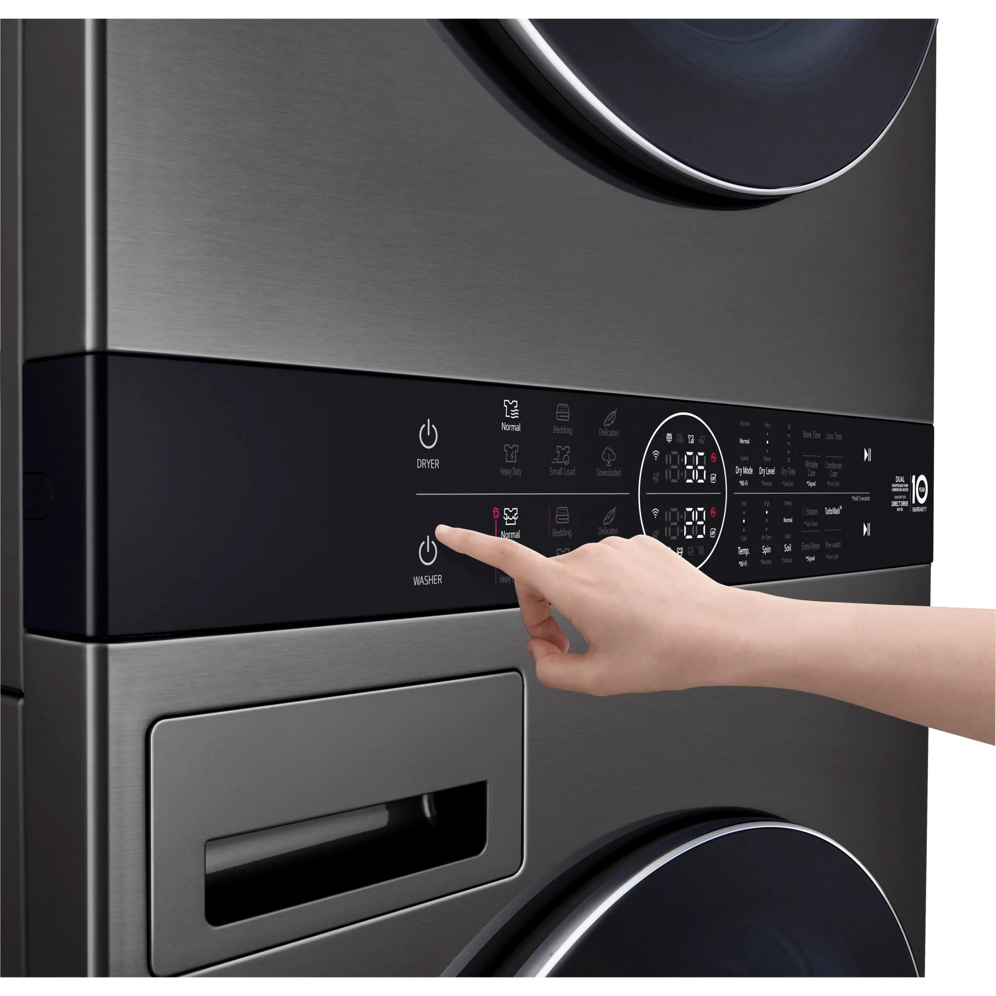LG WashTower® with DirectDrive®Heat Pump Dryer, 5.8 cu.ft. Washer, 7.8 cu.ft. Dryer - Black Steel (WKHC252HBA) - Image 15