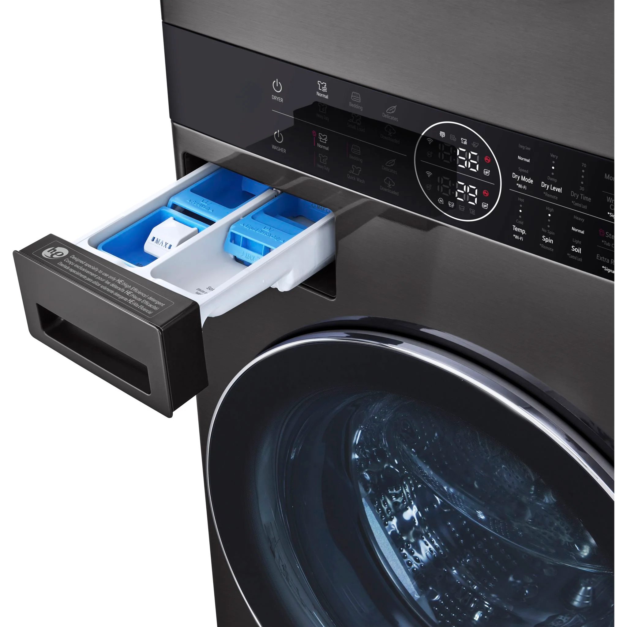 LG WashTower® with DirectDrive®Heat Pump Dryer, 5.8 cu.ft. Washer, 7.8 cu.ft. Dryer - Black Steel (WKHC252HBA) - Image 7