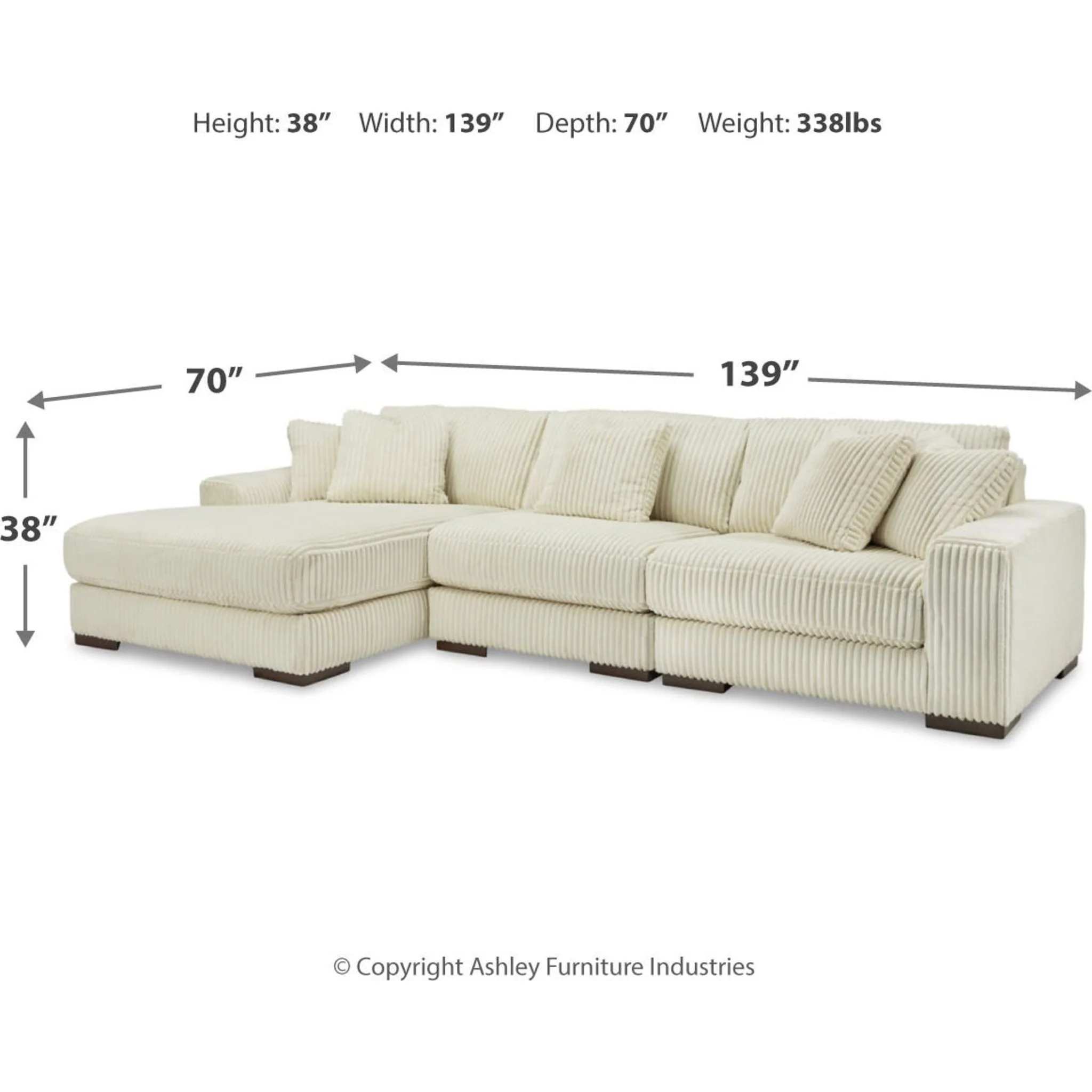Lindyn 3 Piece Sectional with Chaise - Image 17