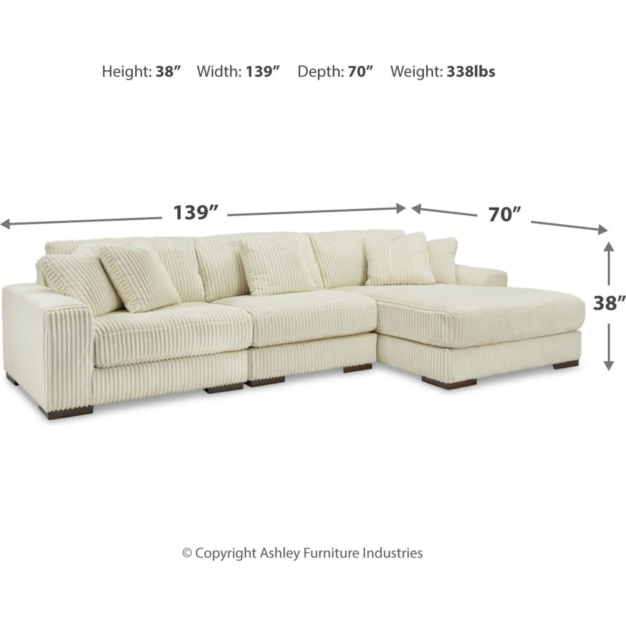 Lindyn 3 Piece Sectional with Chaise - Image 6