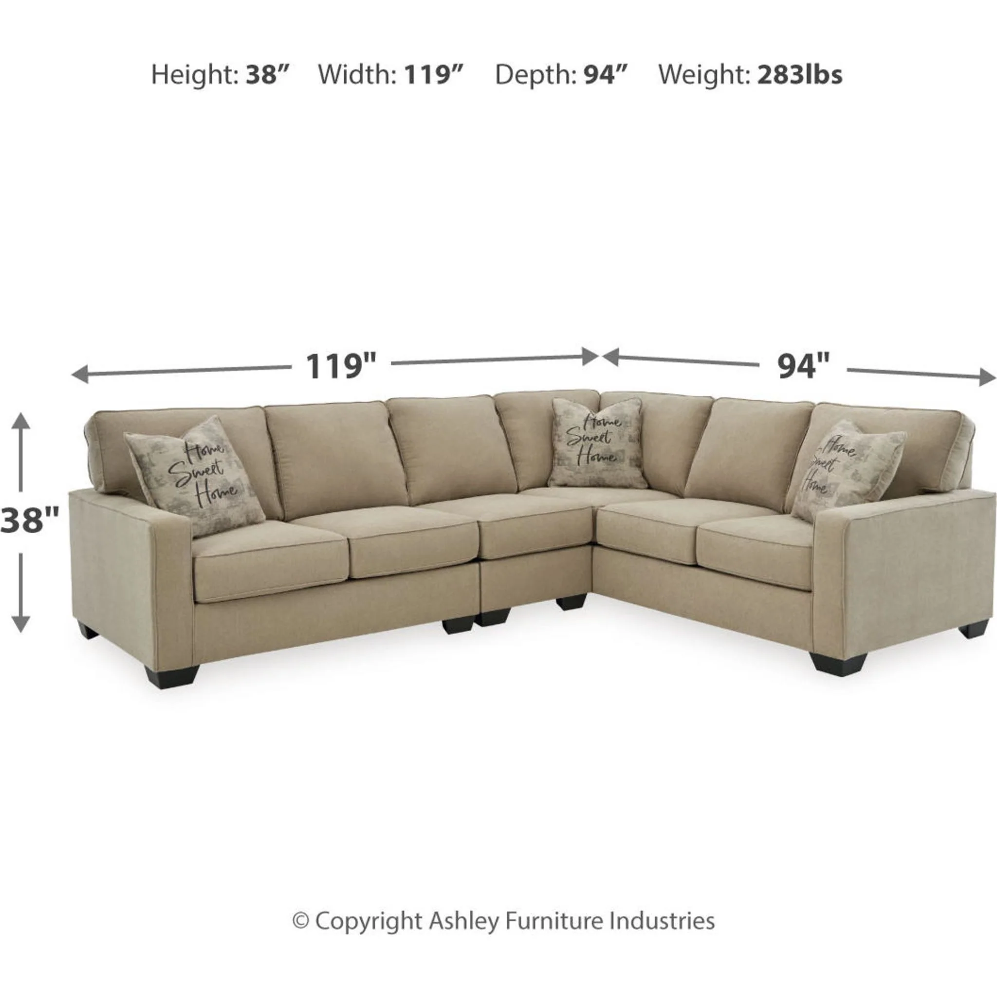 Lucina 3 Piece Sectional - Image 4
