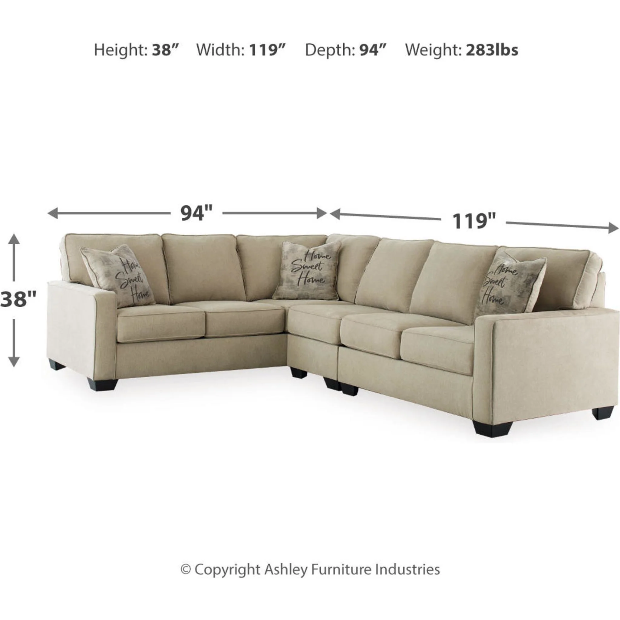 Lucina 3 Piece Sectional - Image 4