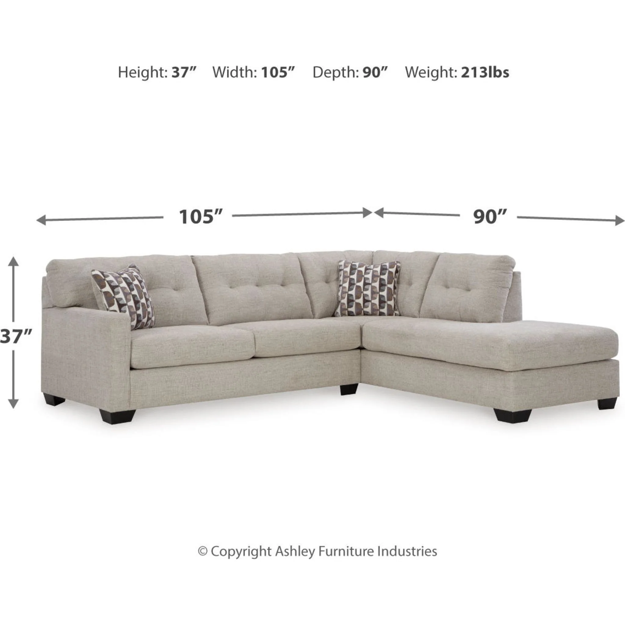 Mahoney 2 Piece Sectional with Chaise - Image 6