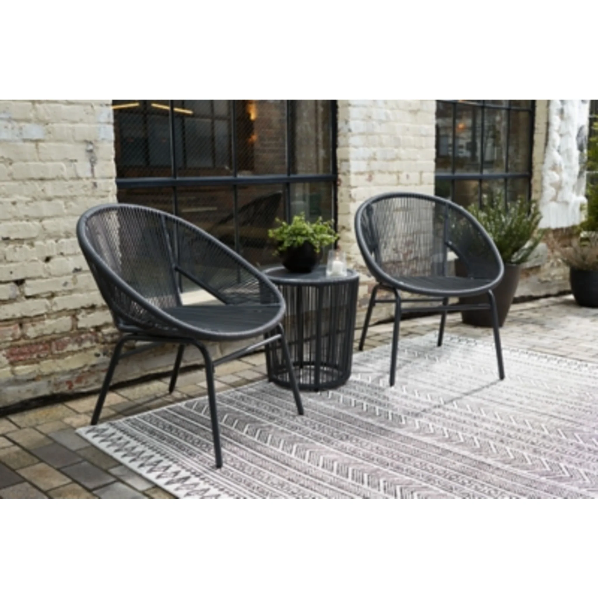 Outdoor Mandarin Cape Chairs w/Table Set (3/CN) Gray - Image 5