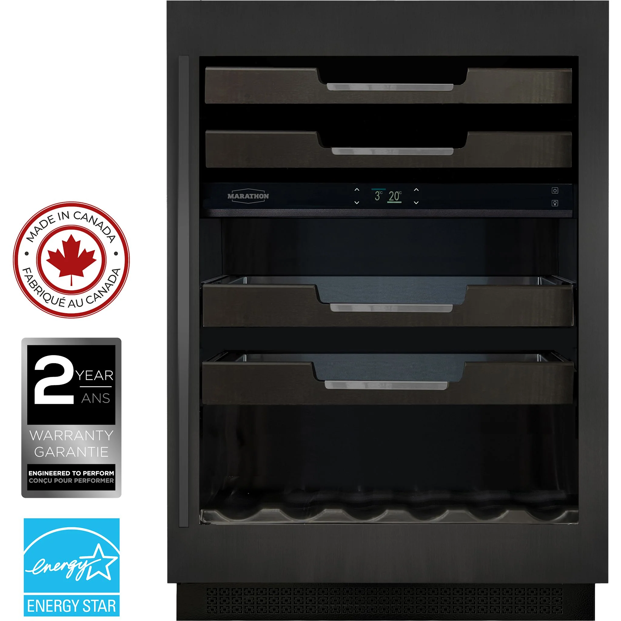 Marathon 24" Dual Zone Black Steel Wine & Beverage Cooler - Black Steel (M4-D250BLS) - Image 3
