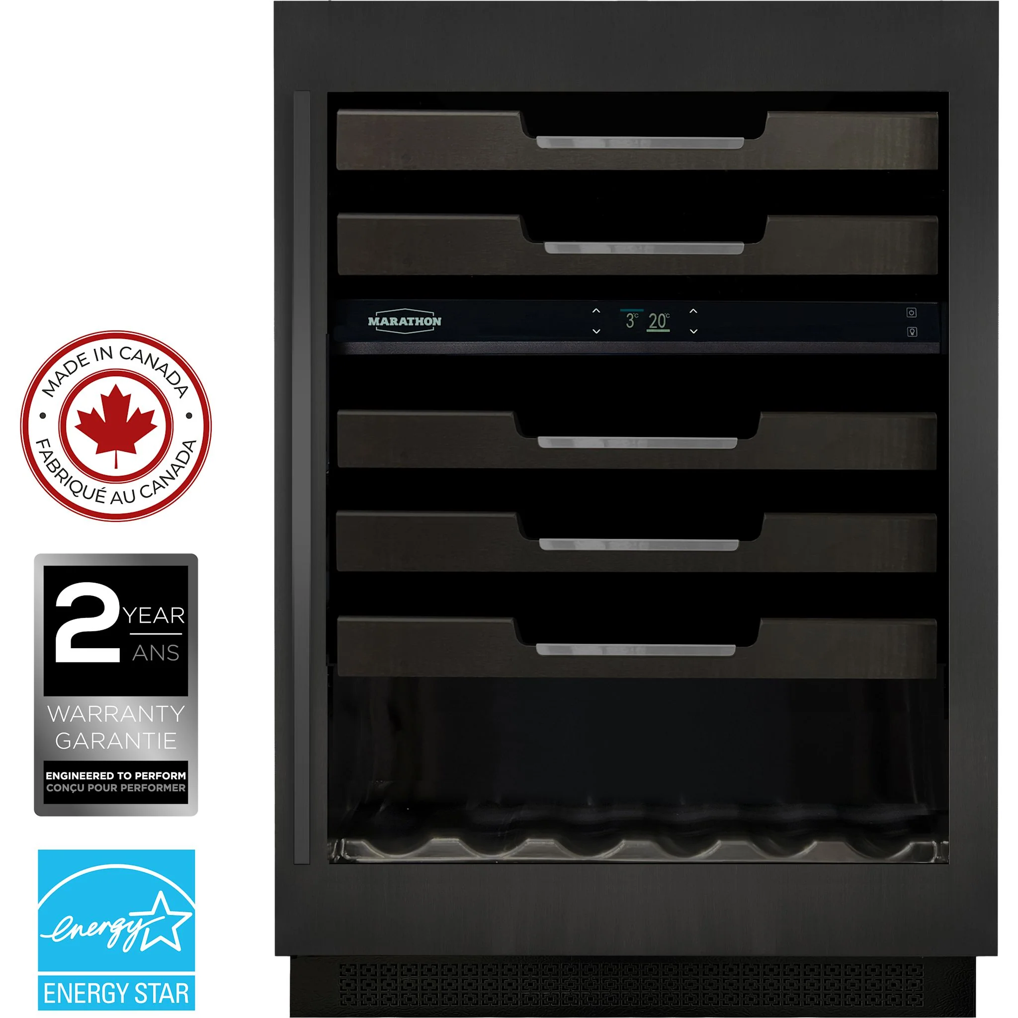 Marathon 24" Dual Zone Black Steel Wine Cooler - Black Steel (M4-D200BLS) - Image 3