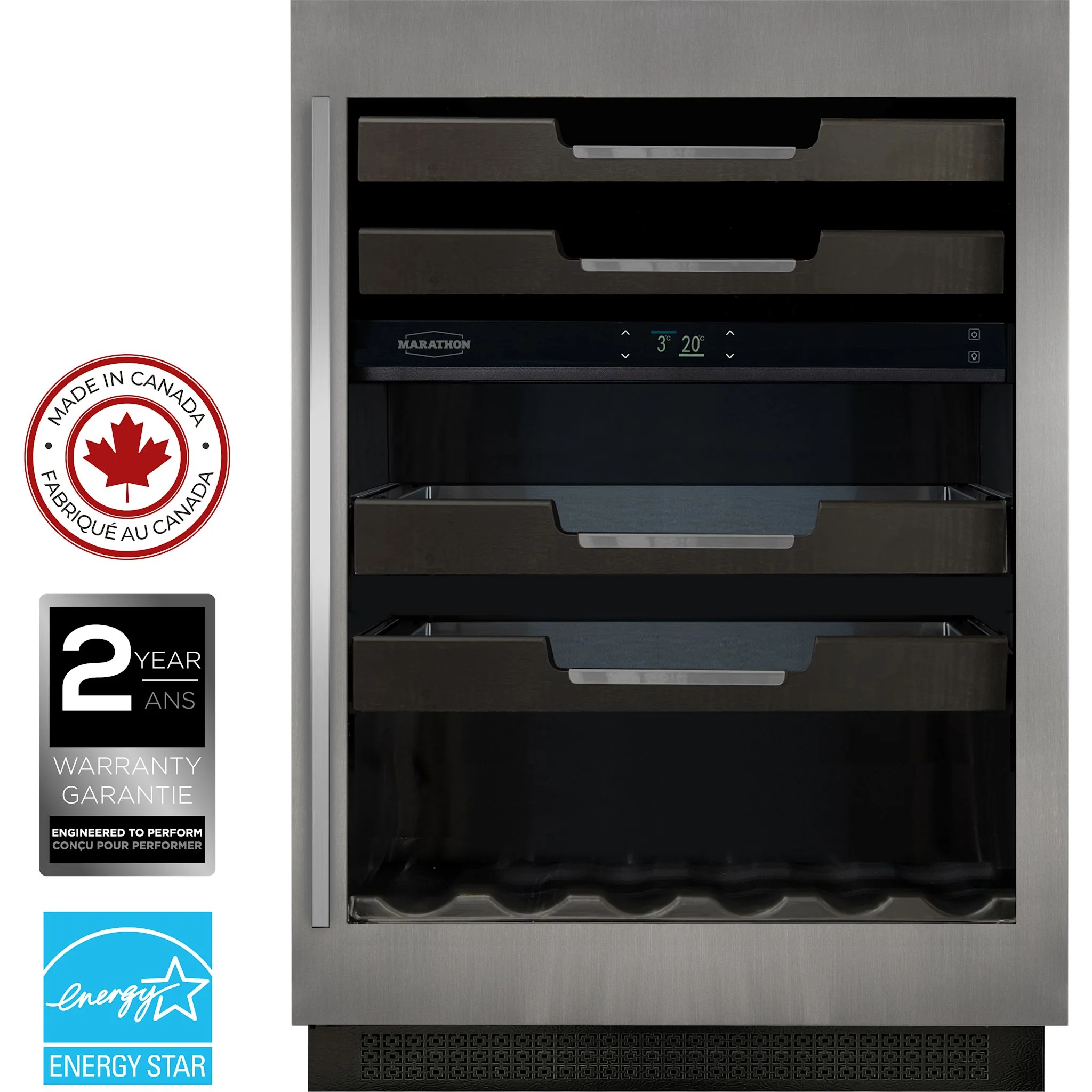 Marathon 24" Dual Zone Stainless Steel Wine & Beverage Cooler - Stainless Steel (M4-D250SS) - Image 3
