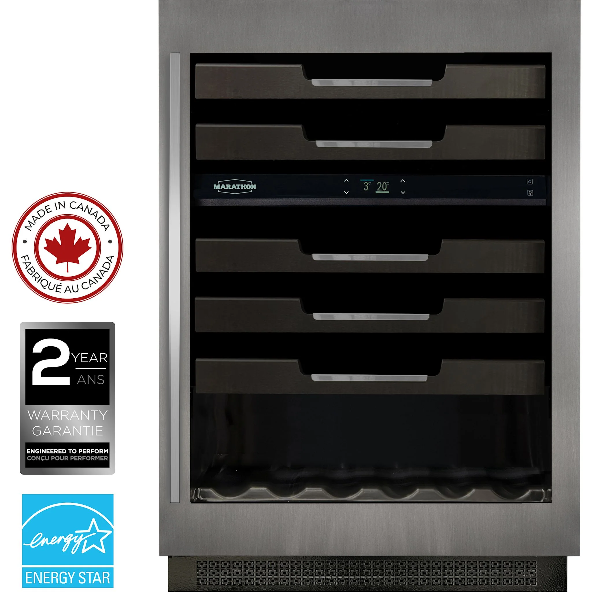 Marathon 24" Dual Zone Stainless Steel Wine Cooler - Stainless Steel (M4-D200SS) - Image 3