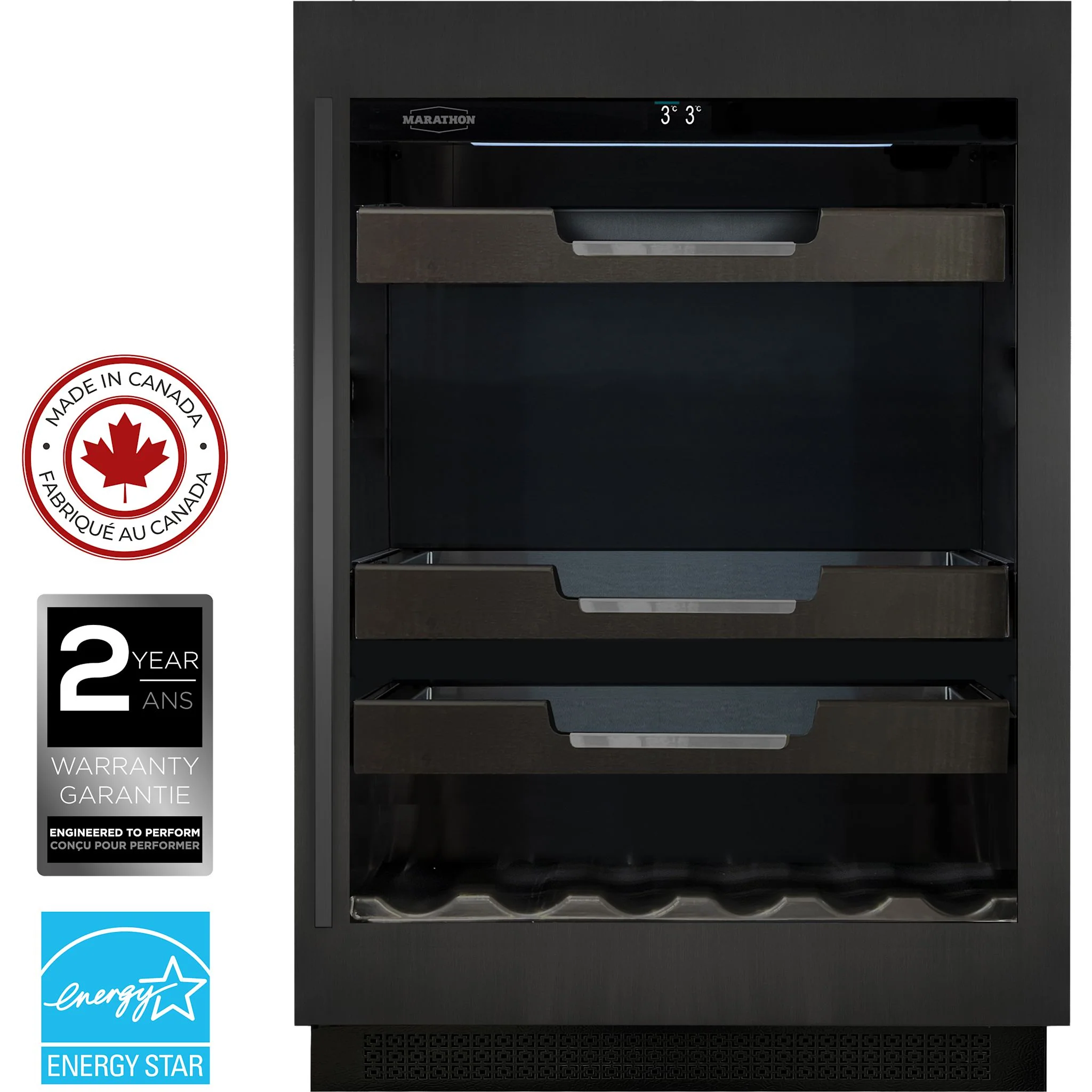 Marathon 24" Single Zone Black Steel Beverage Cooler - Black Steel (M4-100BLS) - Image 2