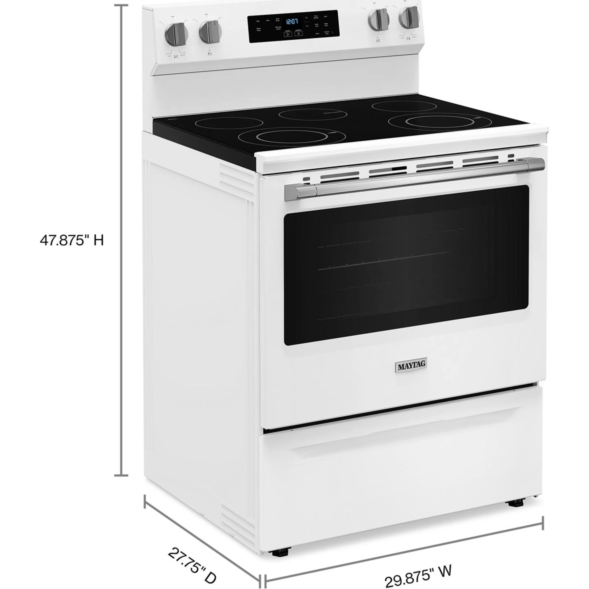 Maytag 30-Inch Convection Electric Range With No Preheat Air Fry and Air Baking - 5.3 Cu. Ft. -White (YMFES6030RW) - Image 3