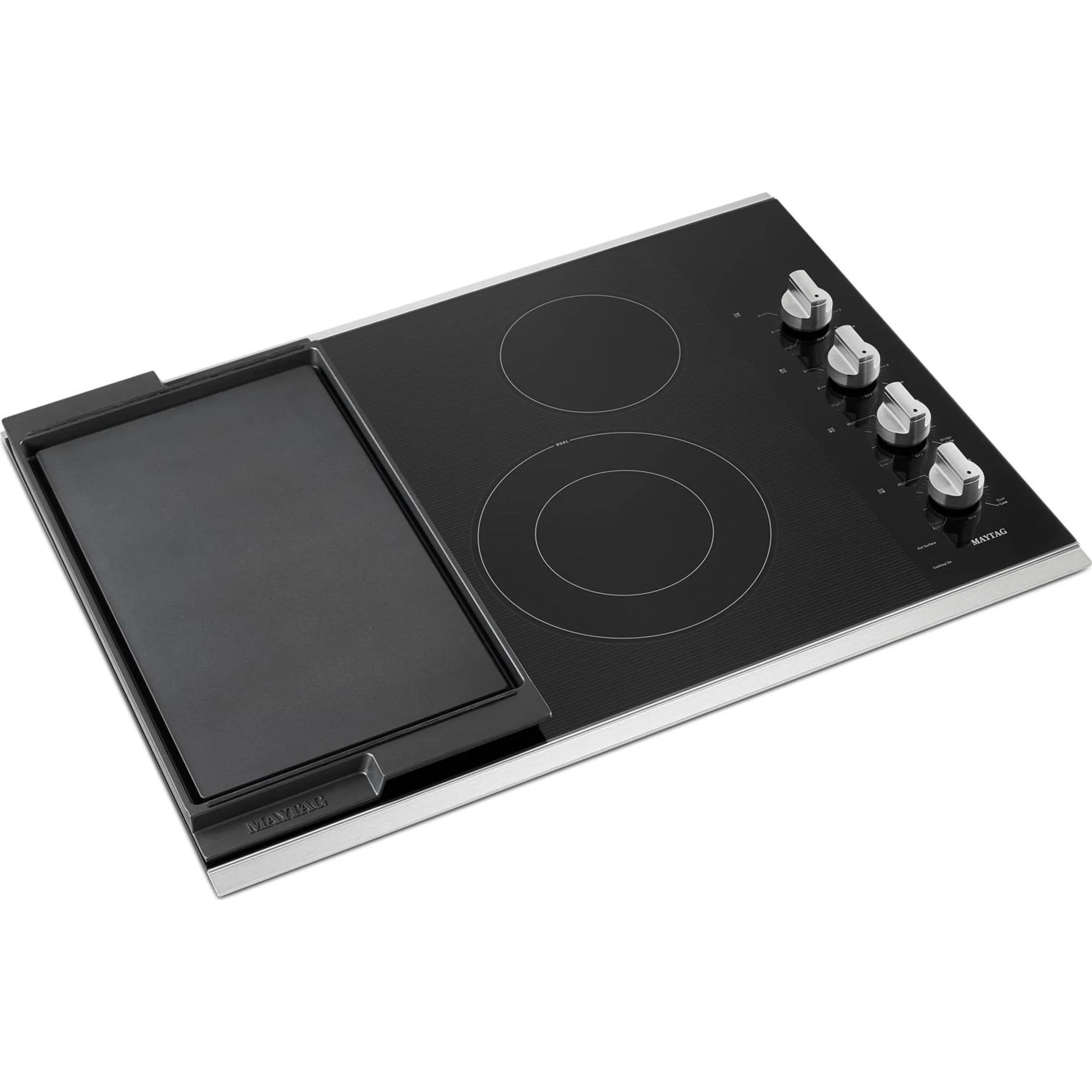Maytag 30-Inch Electric Cooktop with Reversible Grill and Griddle -Stainless Steel (MEC8830HS) - Image 3