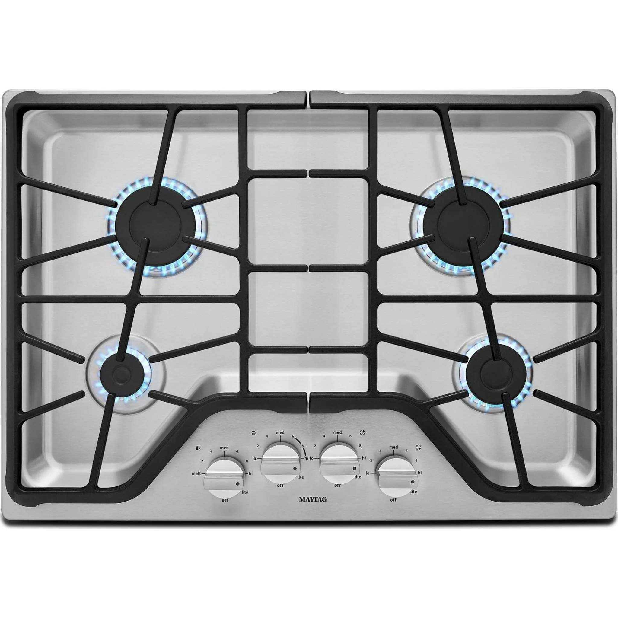 Maytag 30-inch 4-burner Gas Cooktop with PowerBurner -Stainless Steel (MGC7430DS) - Image 5