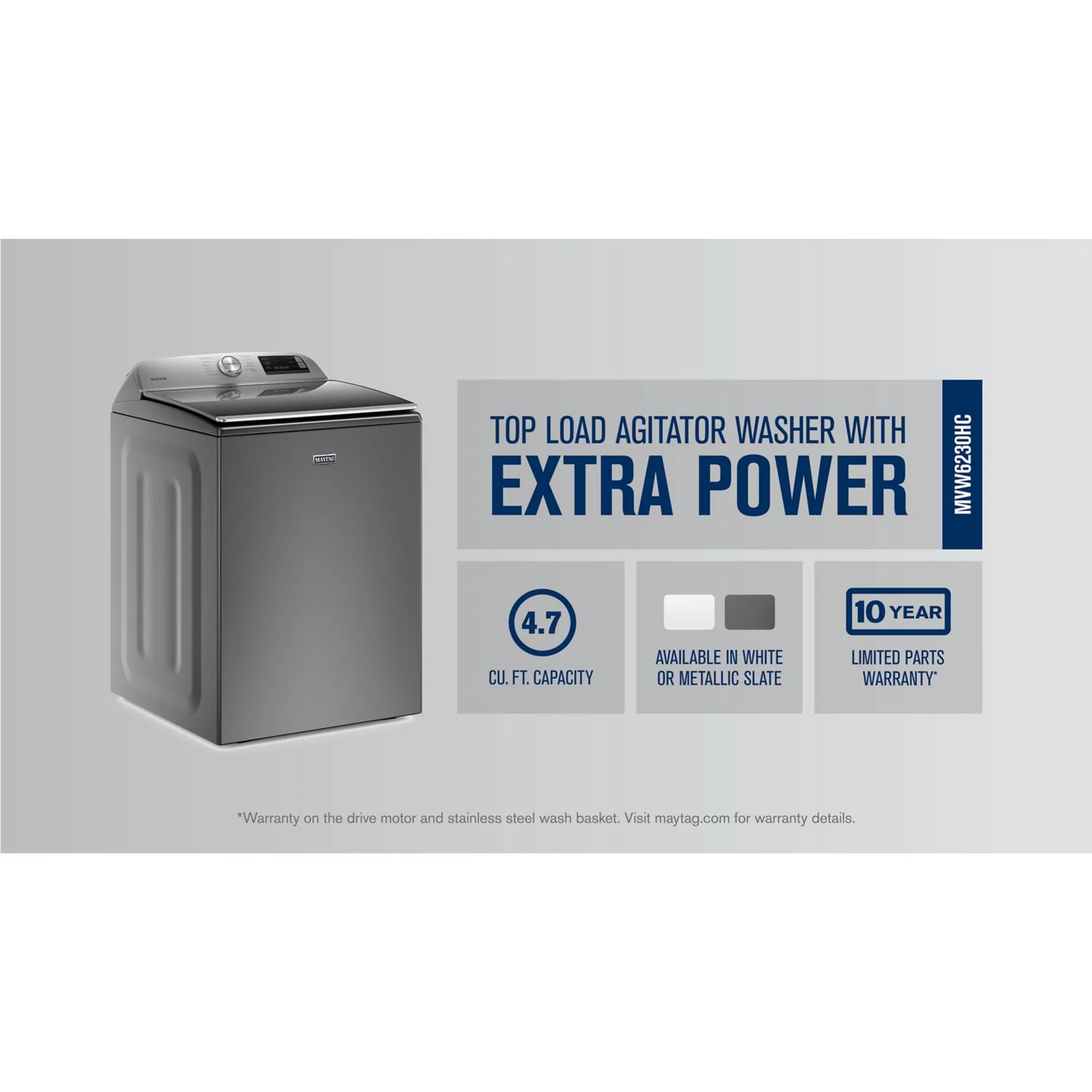 Maytag Smart Top Load Washer with Extra Power Button - 5.4 cu.ft. - Metallic Slate (MVW6230HC) - Image 33