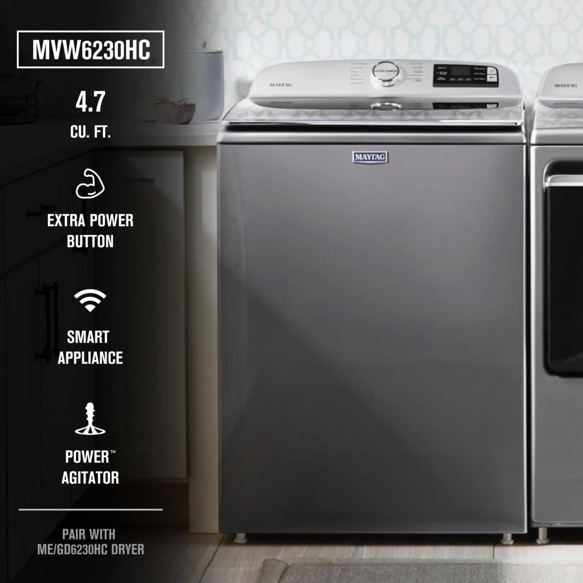 Maytag Smart Top Load Washer with Extra Power Button - 5.4 cu.ft. - Metallic Slate (MVW6230HC) - Image 58