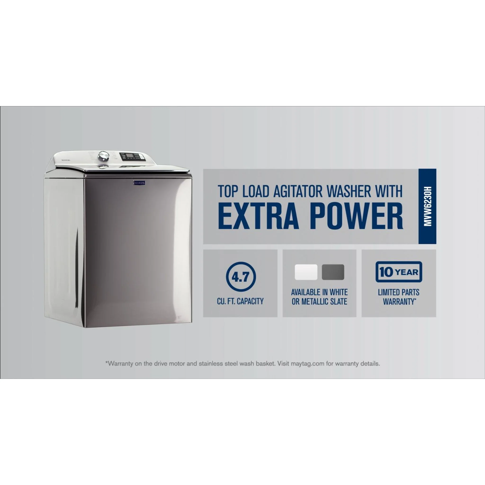 Maytag Smart Top Load Washer with Extra Power Button - 5.4 cu.ft. - Metallic Slate (MVW6230HC) - Image 60