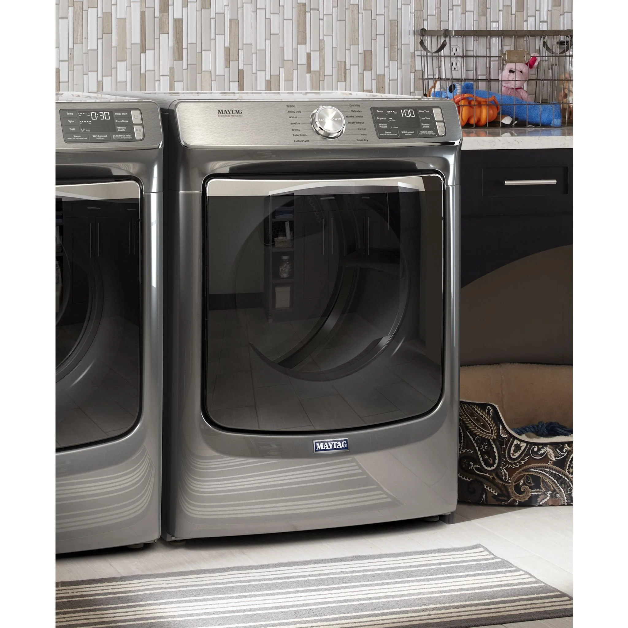 Maytag Smart Front Load Electric Dryer with Extra Power and Advanced Moisture Sensing with industry-exclusive extra moisture sensor - 7.3 cu. ft. -Metallic Slate (YMED8630HC) - Image 4