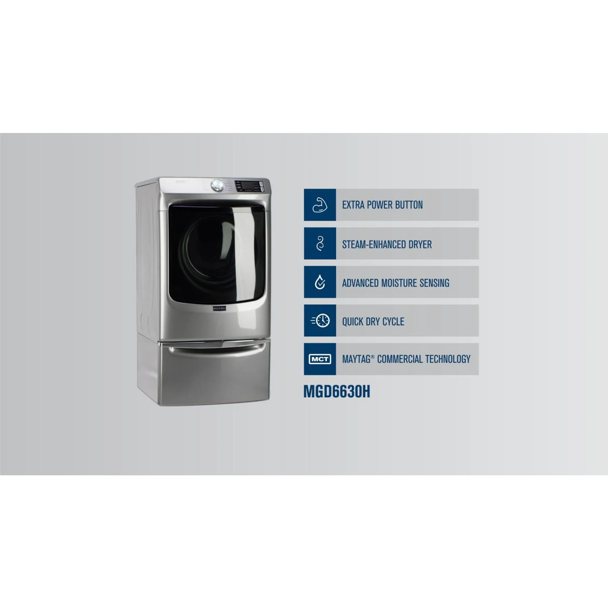 Maytag Front Load Gas Dryer with Extra Power and Quick Dry Cycle - 7.3 cu. ft. -Metallic Slate (MGD6630HC) - Image 11