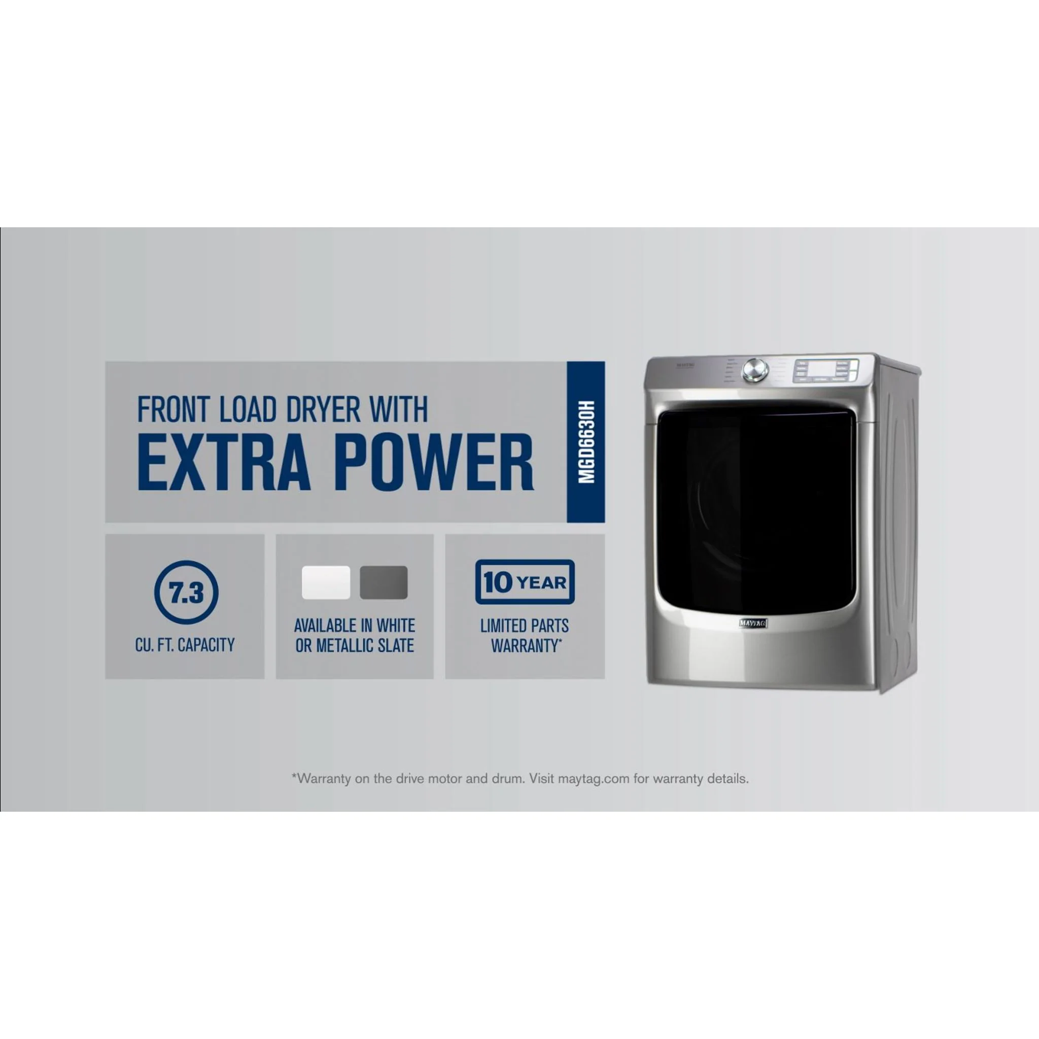 Maytag Front Load Gas Dryer with Extra Power and Quick Dry Cycle - 7.3 cu. ft. -Metallic Slate (MGD6630HC) - Image 14