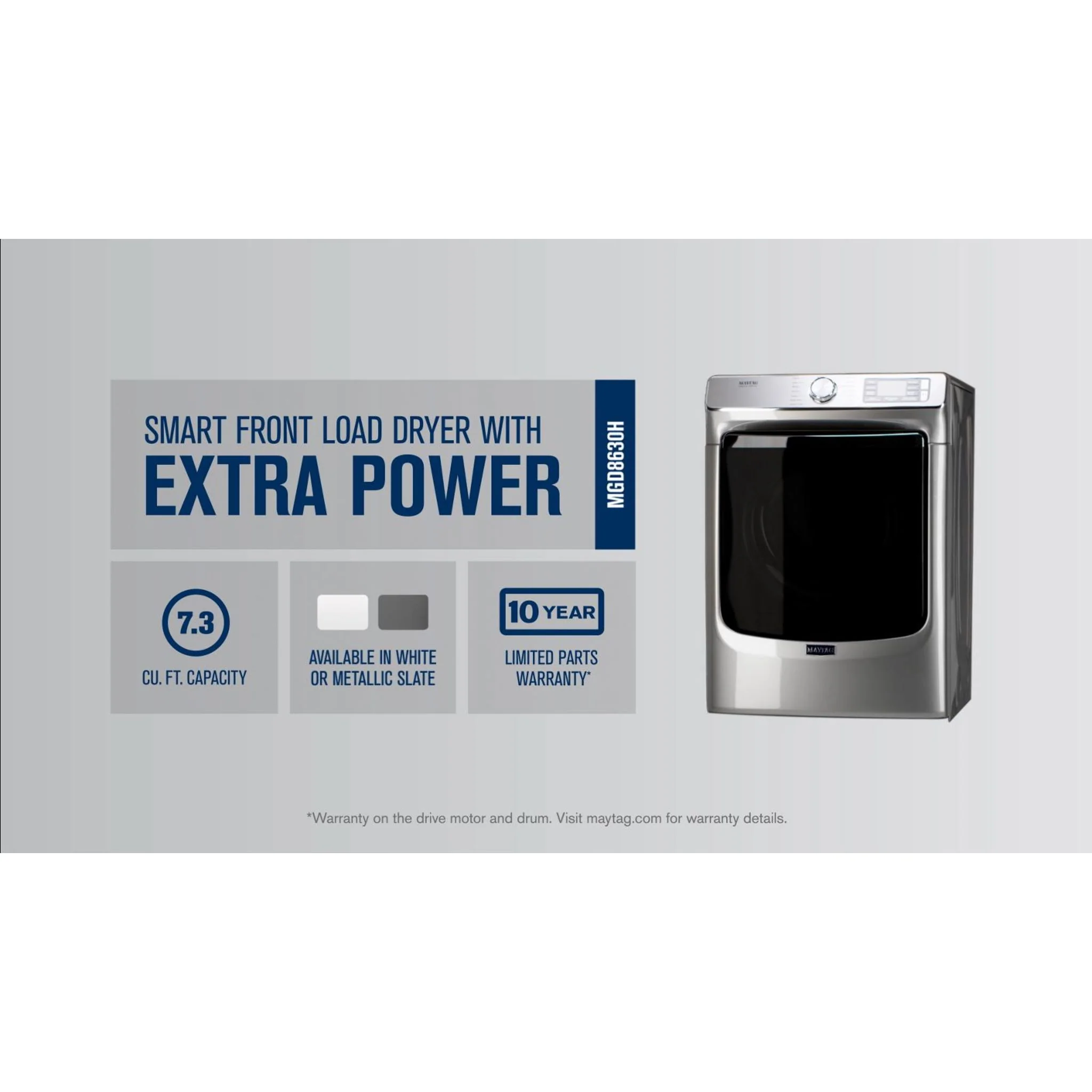 Maytag Smart Front Load Gas Dryer with Extra Power and Advanced Moisture Sensing with industry-exclusive extra moisture sensor - 7.3 cu. ft. -Metallic Slate (MGD8630HC) - Image 19