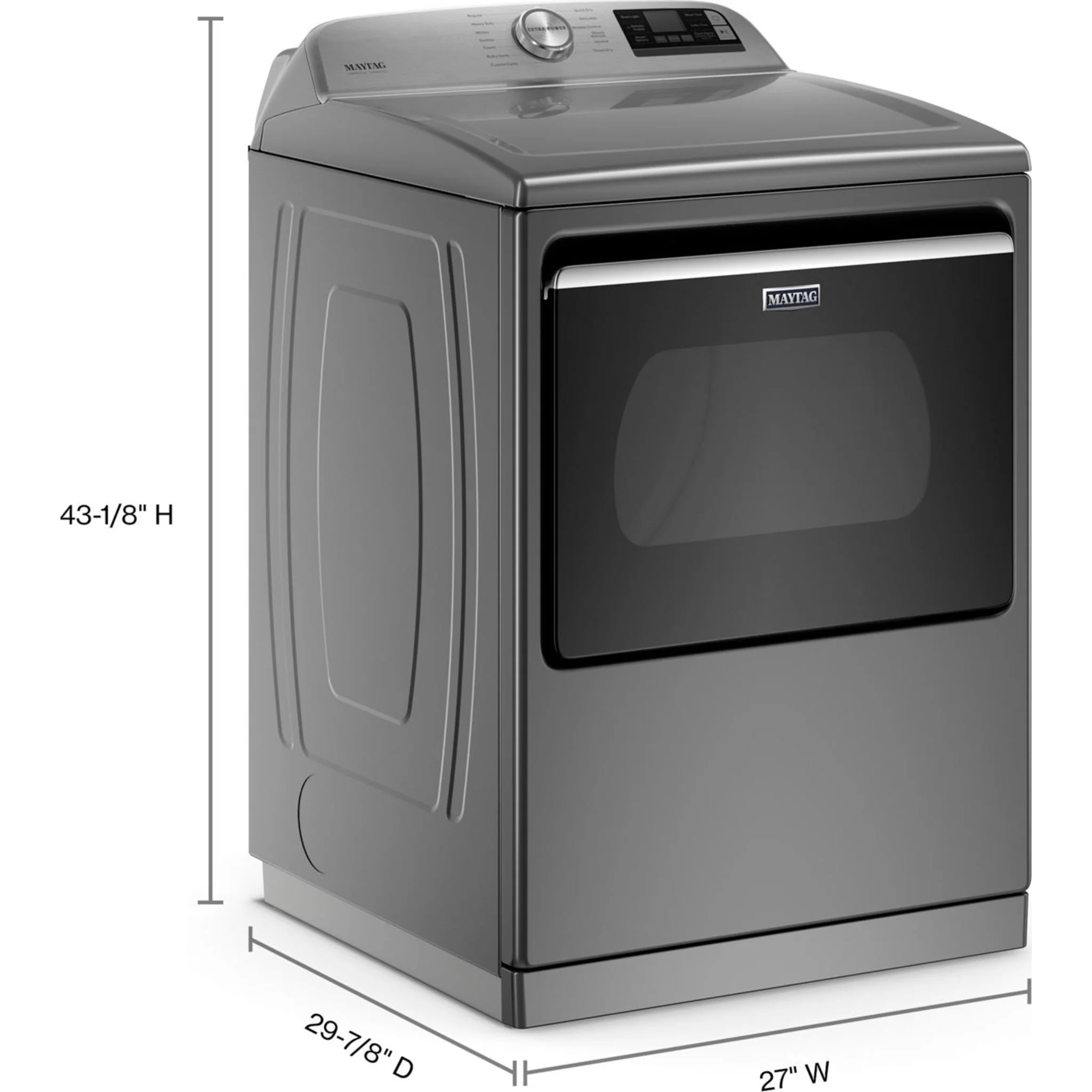 Maytag Smart Top Load Electric Dryer with Extra Power Button - 7.4 cu.ft. - Metallic Slate (YMED7230HC) - Image 44