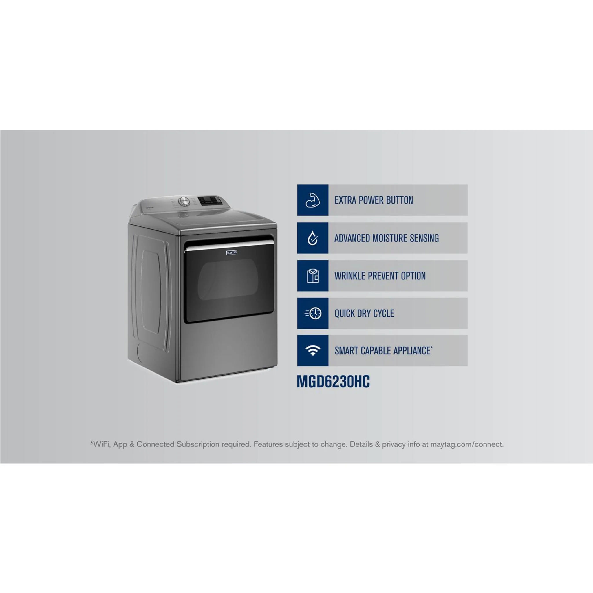 Maytag Smart Top Load Gas Dryer with Extra Power Button - 7.4 cu.ft. - Metallic Slate (MGD6230HC) - Image 37