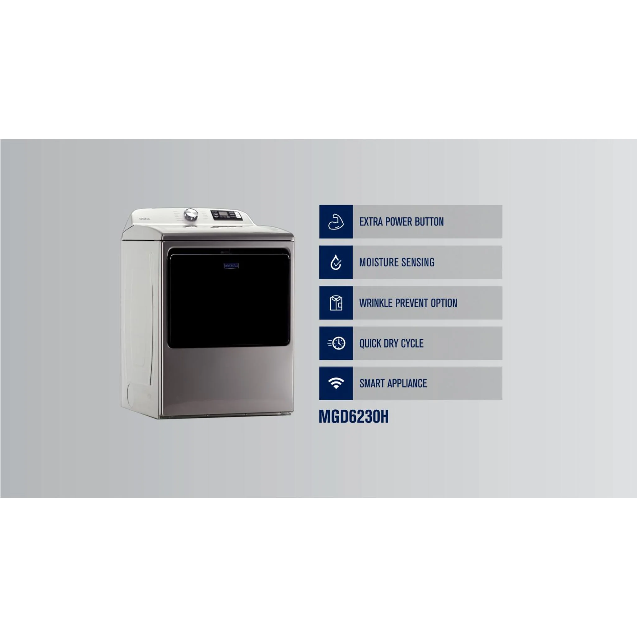 Maytag Smart Top Load Gas Dryer with Extra Power Button - 7.4 cu.ft. - Metallic Slate (MGD6230HC) - Image 51