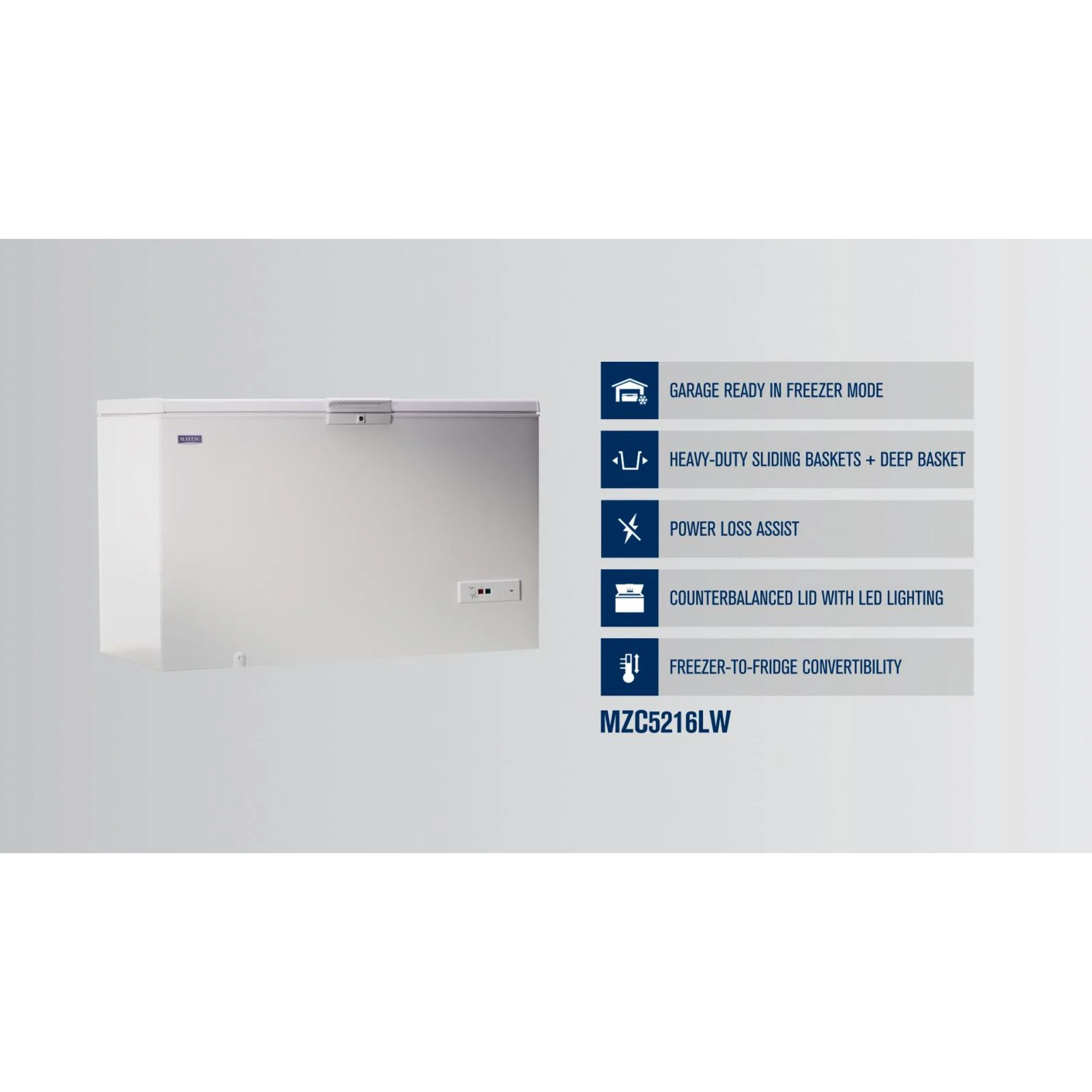 Maytag Garage Ready in Freezer Mode Chest Freezer - 16 cu. ft. -White (MZC5216LW) - Image 24