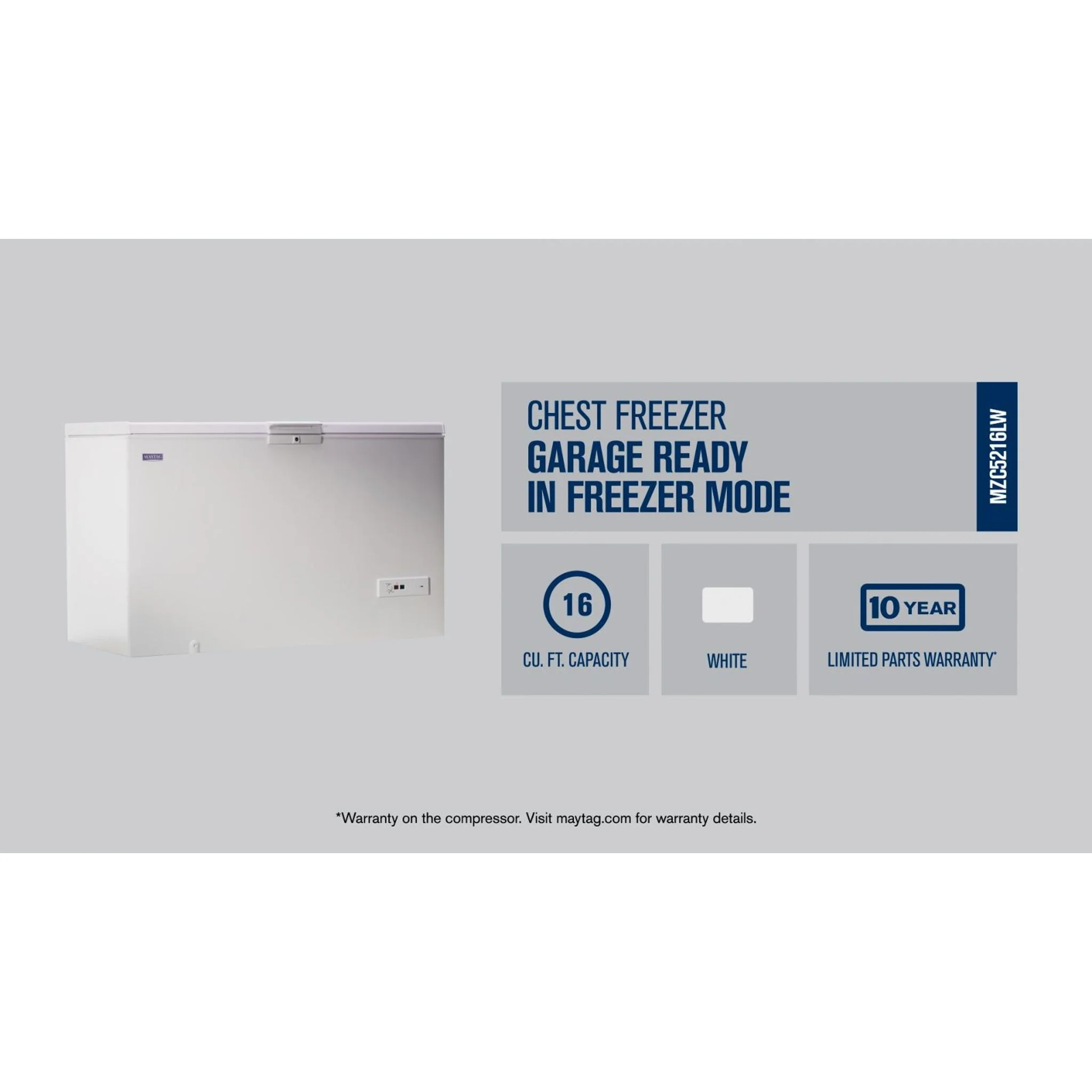 Maytag Garage Ready in Freezer Mode Chest Freezer - 16 cu. ft. -White (MZC5216LW) - Image 29