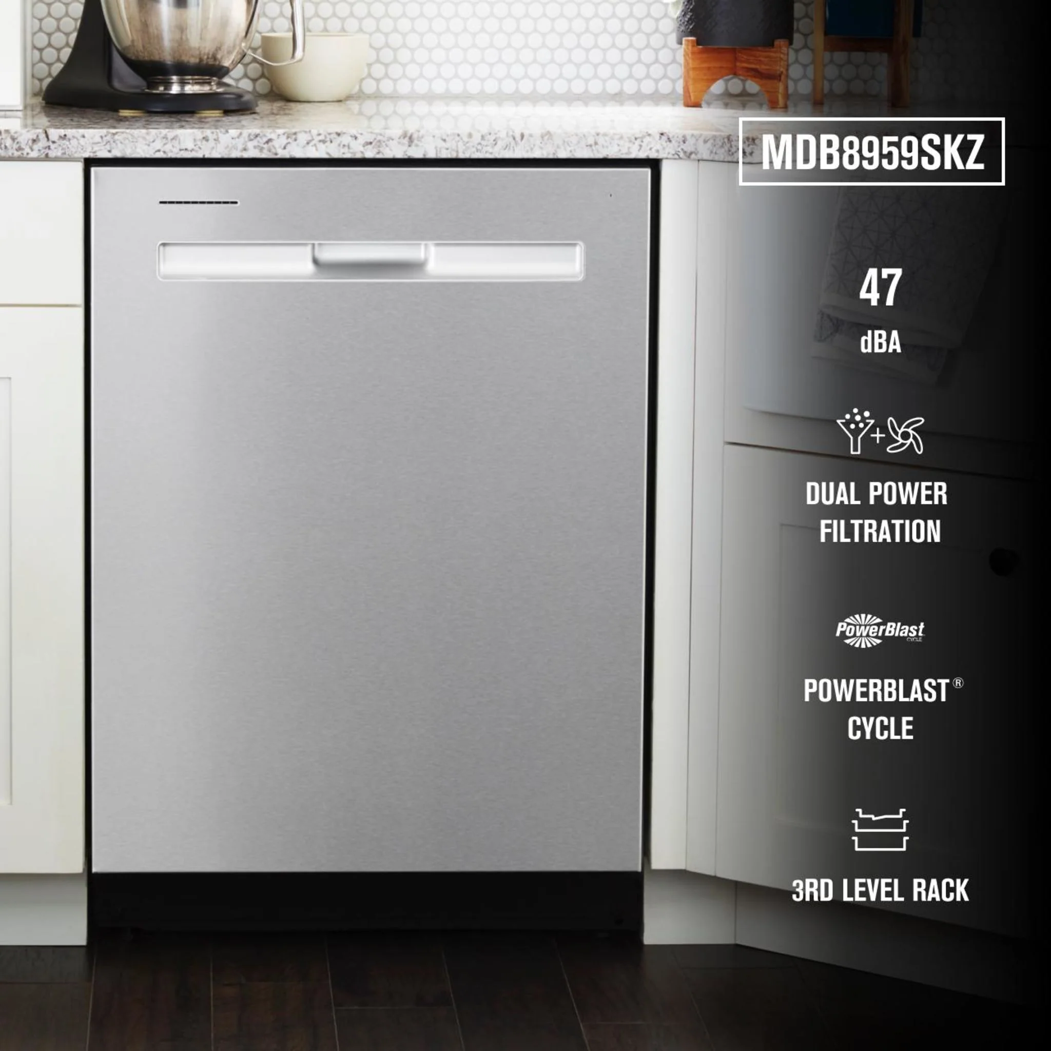 Maytag Top Control Dishwasher with Dual Power Filtration, Power  Cycle and 3rd Level Rack - Stainless Steel (MDB8959SKZ) - Image 67