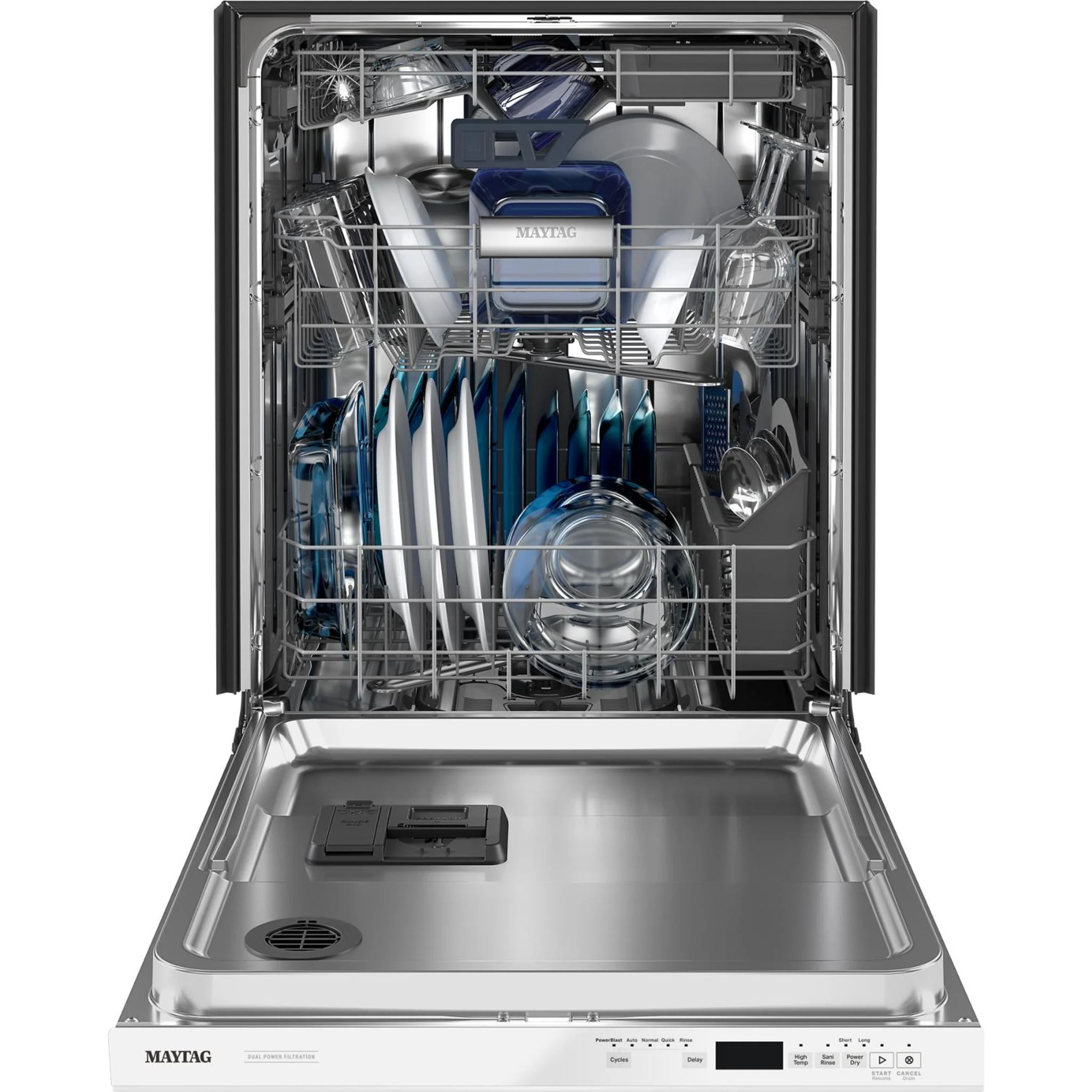 Maytag 24A€ Top Control Dishwasher with Dual Power Filtration, Power  Cycle and 3rd Level Rack - 47 dBA - White (MDB8959SKW) - Image 32