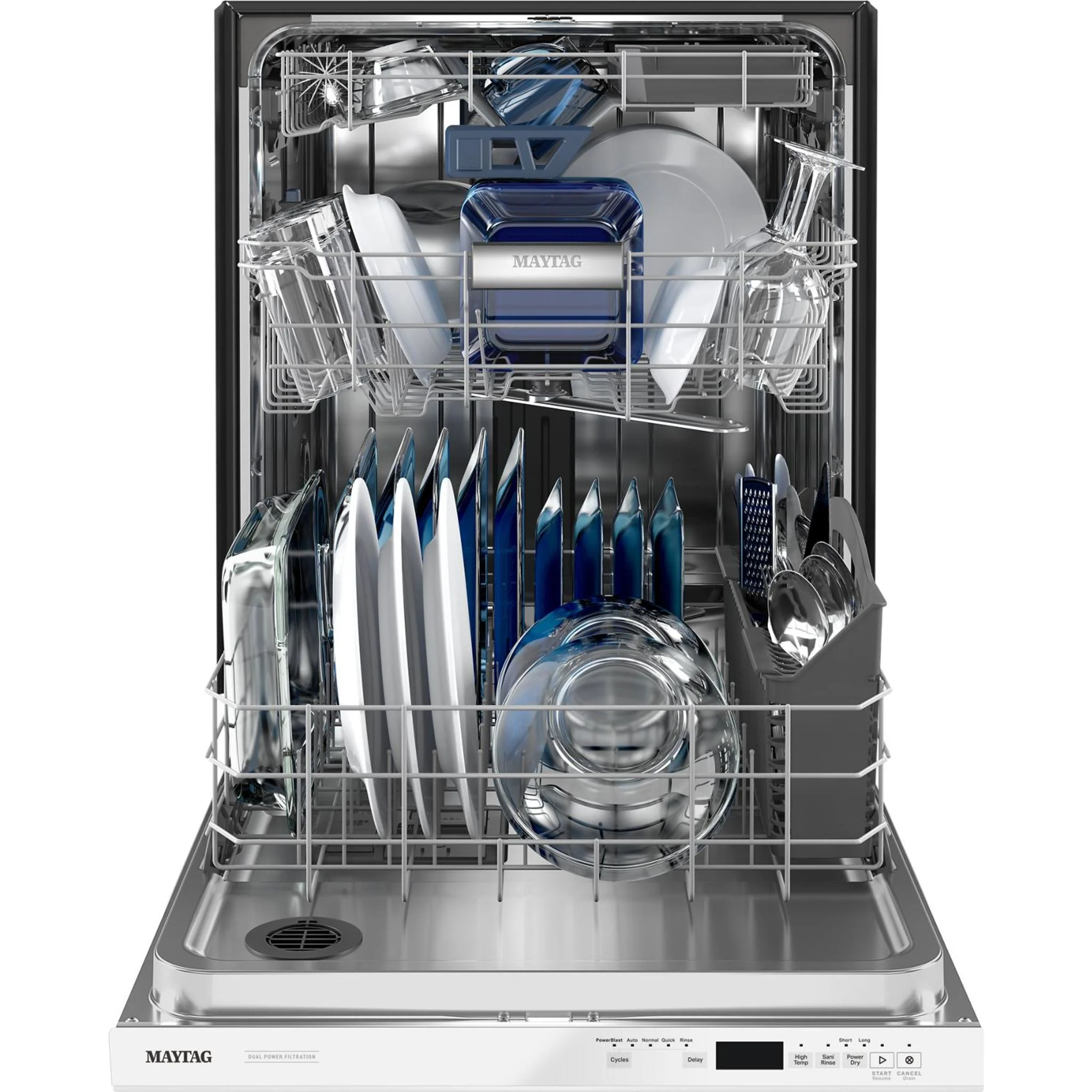 Maytag 24A€ Top Control Dishwasher with Dual Power Filtration, Power  Cycle and 3rd Level Rack - 47 dBA - White (MDB8959SKW) - Image 37