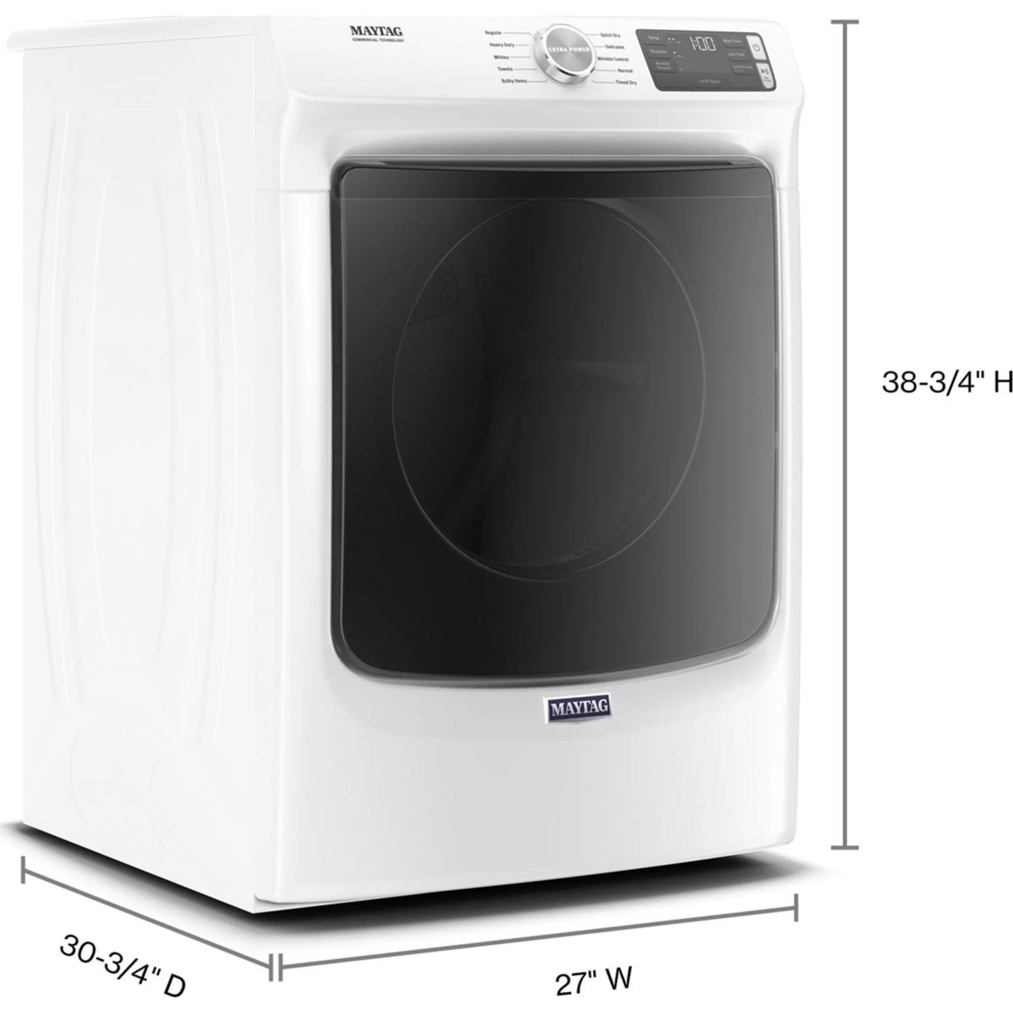 Maytag Front Load Electric Dryer with Extra Power and Quick Dry cycle - 7.3 cu. ft. -White (YMED5630HW) - Image 12