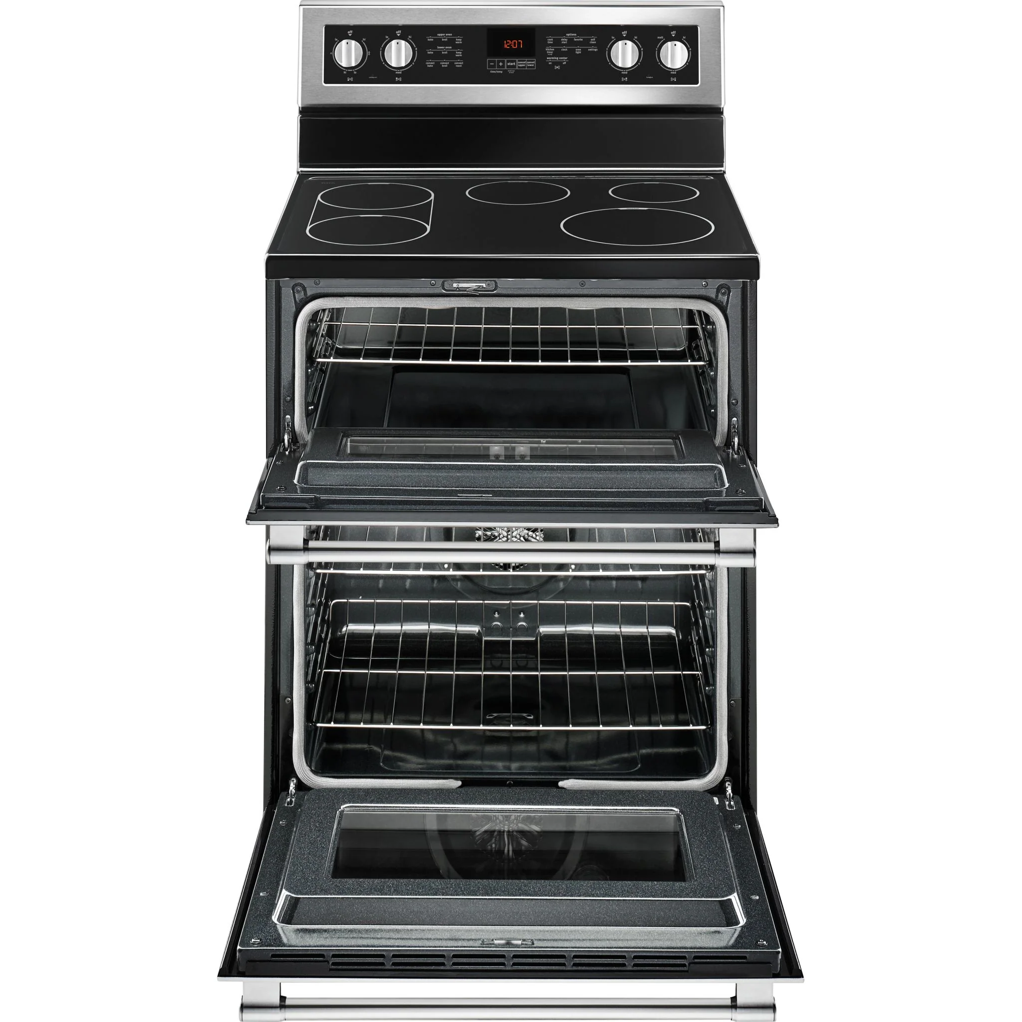 Maytag 30-Inch Wide Double Oven Electric Range With True Convection - 6.7 Cu. Ft. -Stainless Steel (YMET8800FZ) - Image 2
