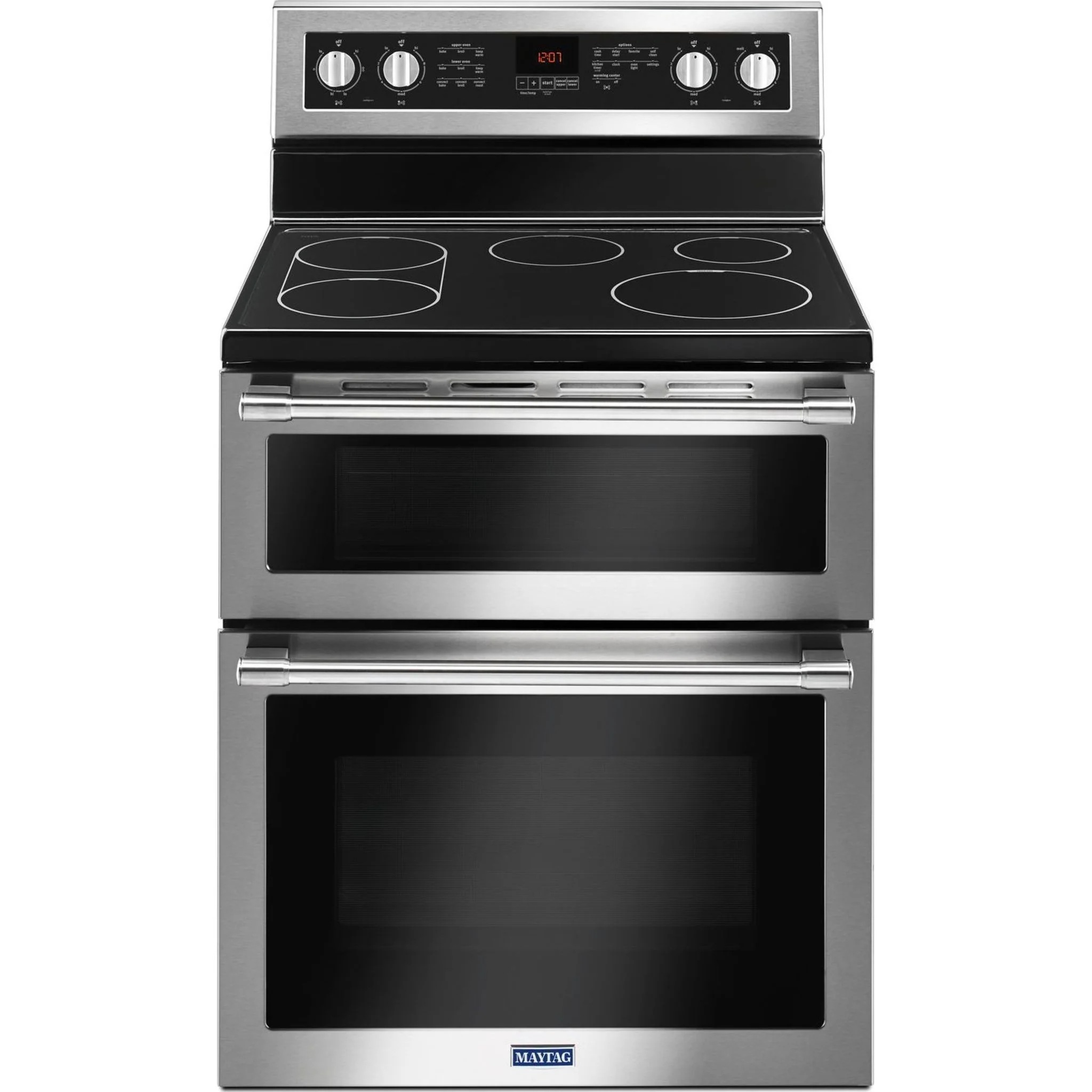 Maytag 30-Inch Wide Double Oven Electric Range With True Convection - 6.7 Cu. Ft. -Stainless Steel (YMET8800FZ) - Image 3