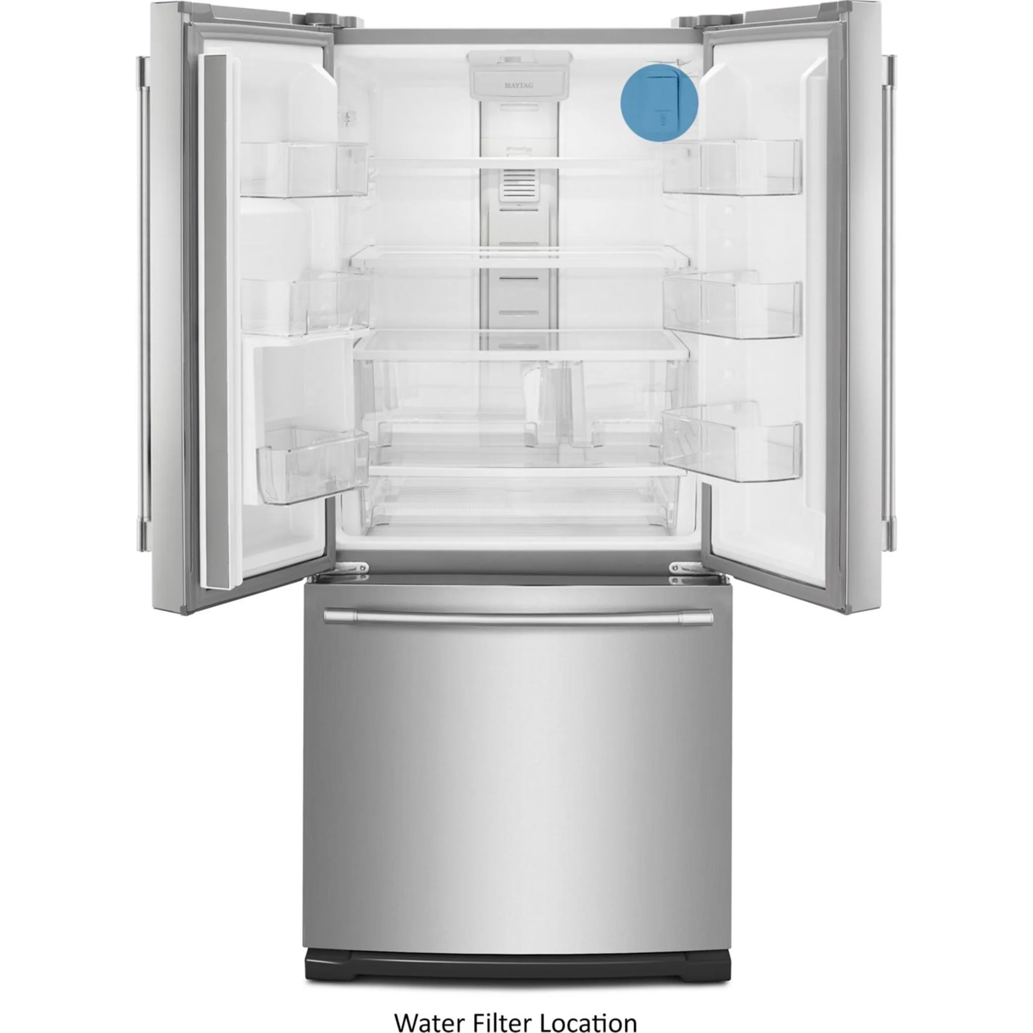 Maytag 30-Inch Wide French Door Refrigerator with Exterior Water Dispenser- 20 Cu. Ft. -Fingerprint Resistant Stainless Steel (MFW2055FRZ) - Image 9