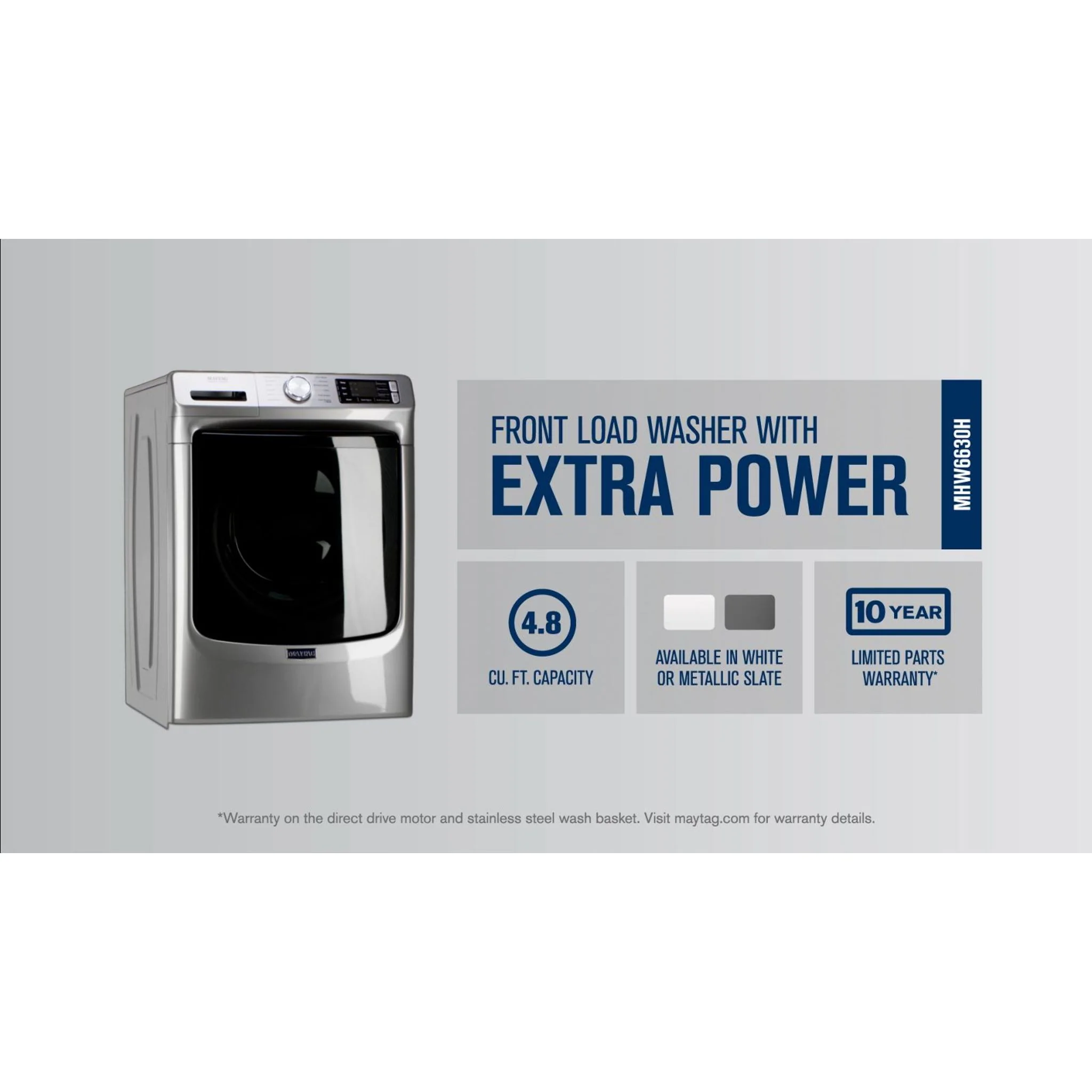 Maytag Front Load Washer with Extra Power and 16-Hr Fresh Hold® option - 5.5 cu. ft. -Metallic Slate (MHW6630HC) - Image 23