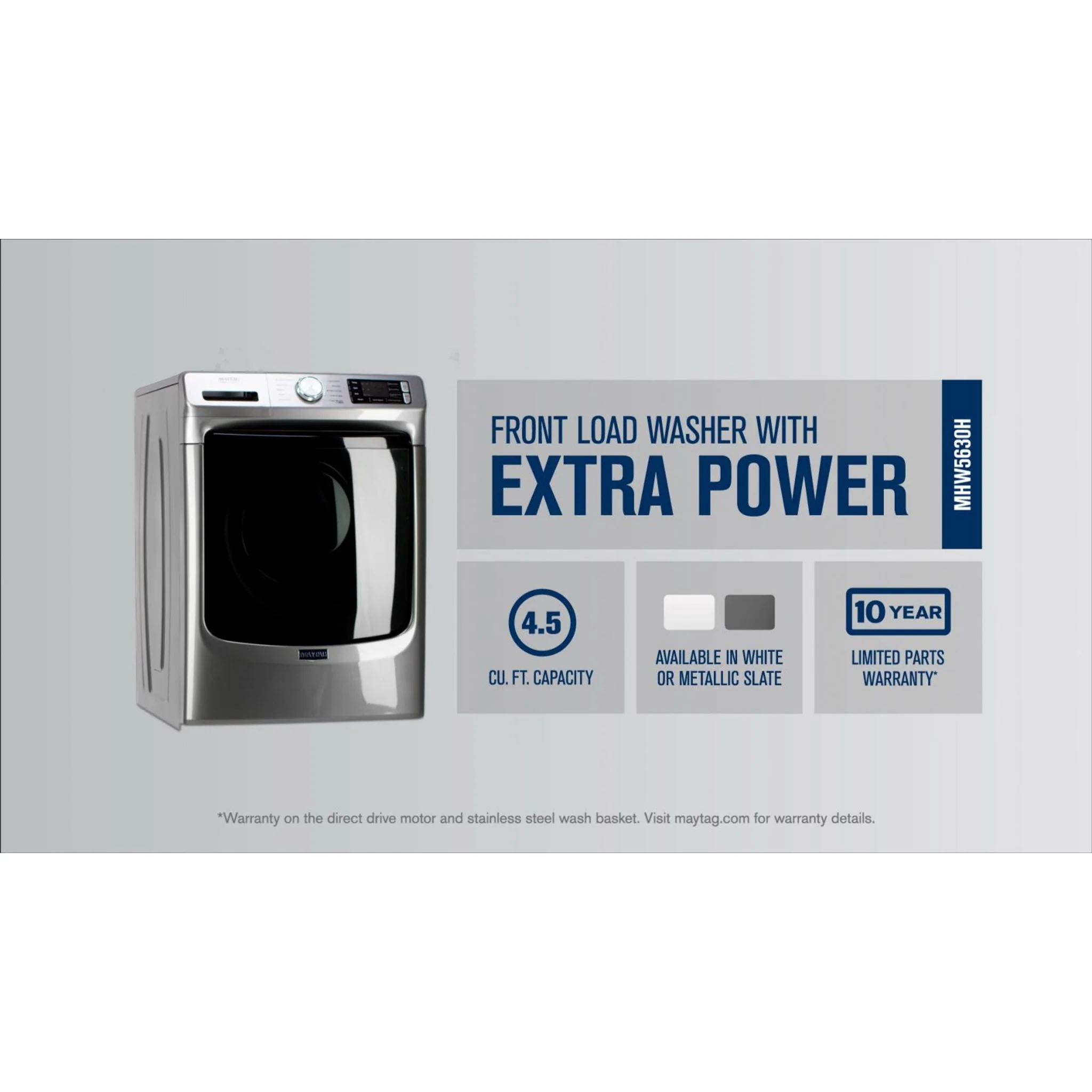 Maytag Front Load Washer with Extra Power and 12-Hr Fresh Spinoption - 5.2 cu. ft. -White (MHW5630HW) - Image 4