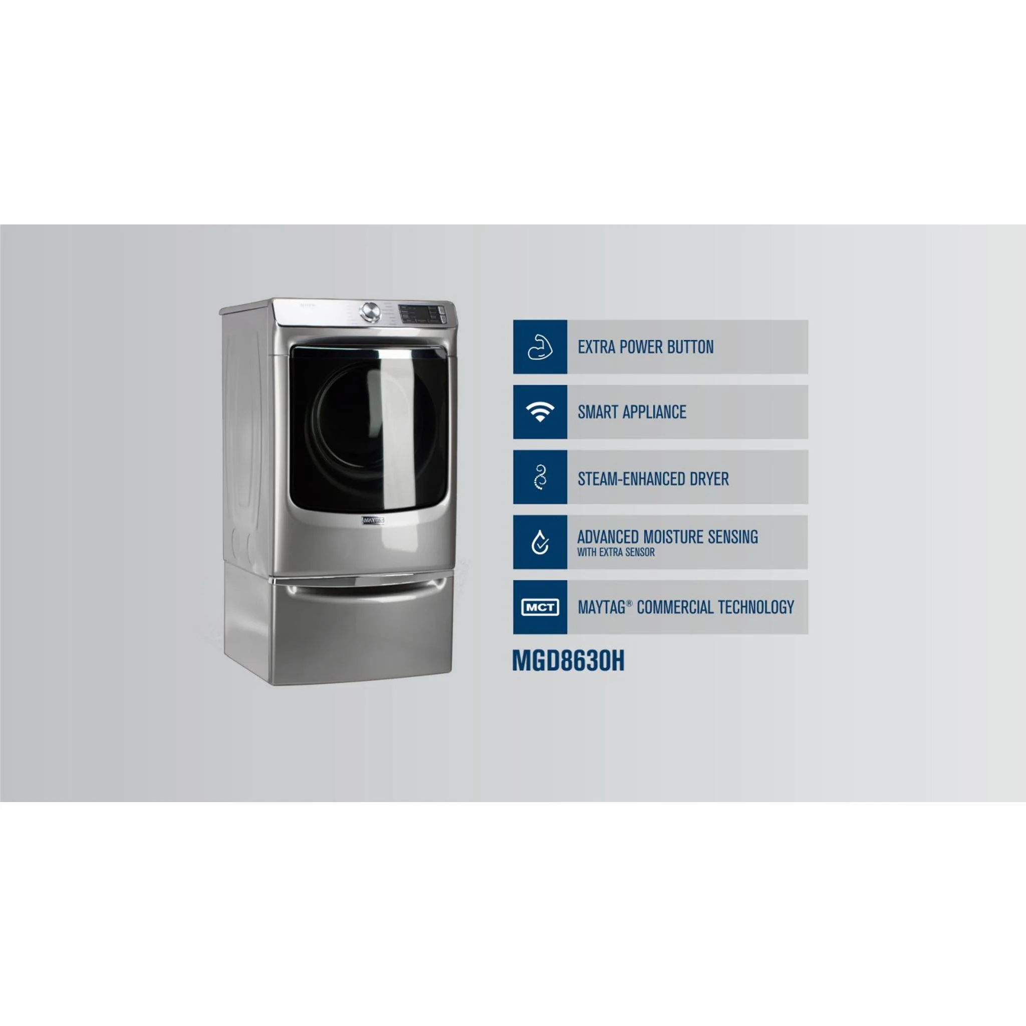 Maytag Front Load Gas Dryer with Extra Power and Advanced Moisture Sensing with industry-exclusive extra moisture sensor - 7.3 cu. ft. -White (MGD8630HW) - Image 20