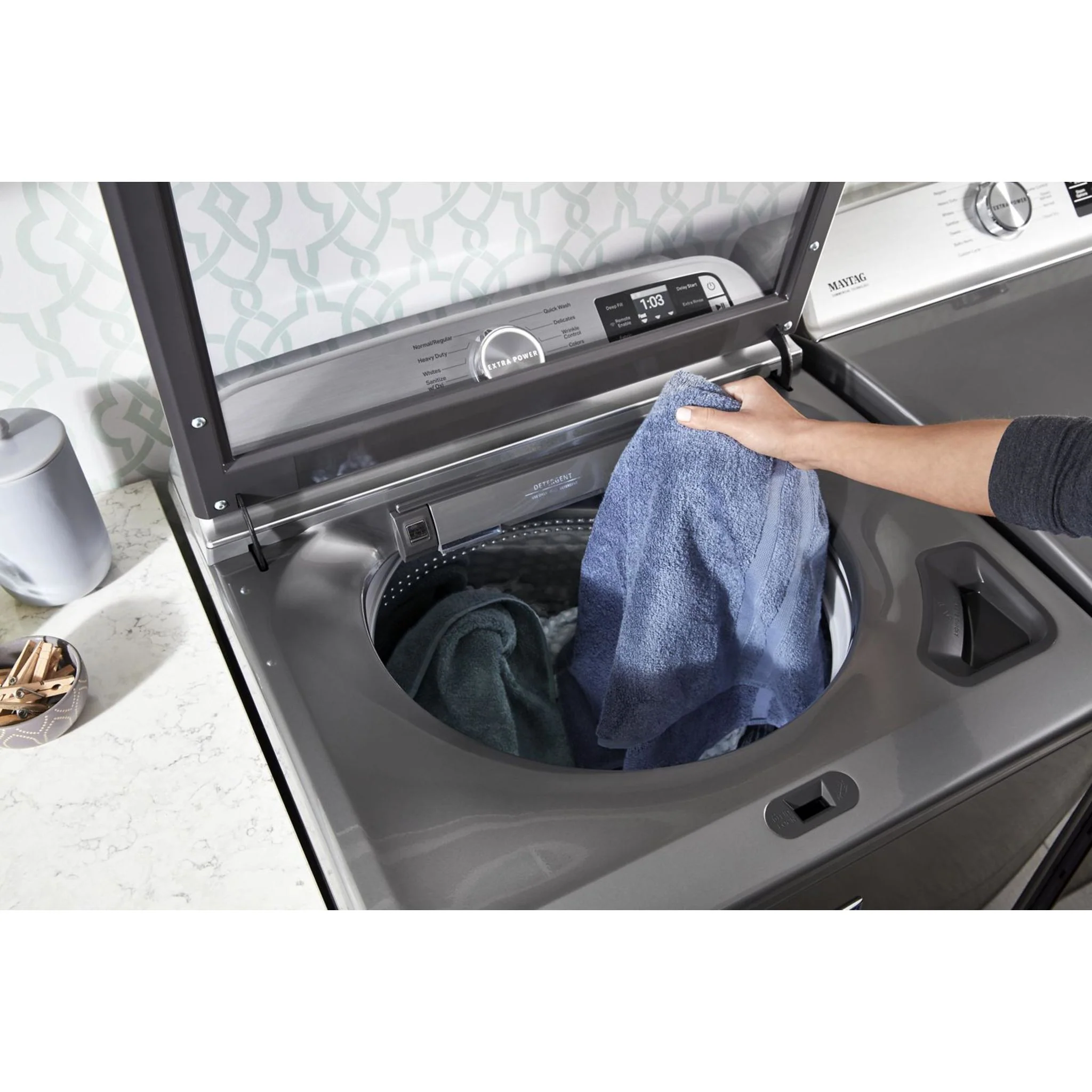 Maytag Smart Top Load Gas Dryer with Extra Power Button - 7.4 cu.ft. - Metallic Slate (MGD7230HC) - Image 15