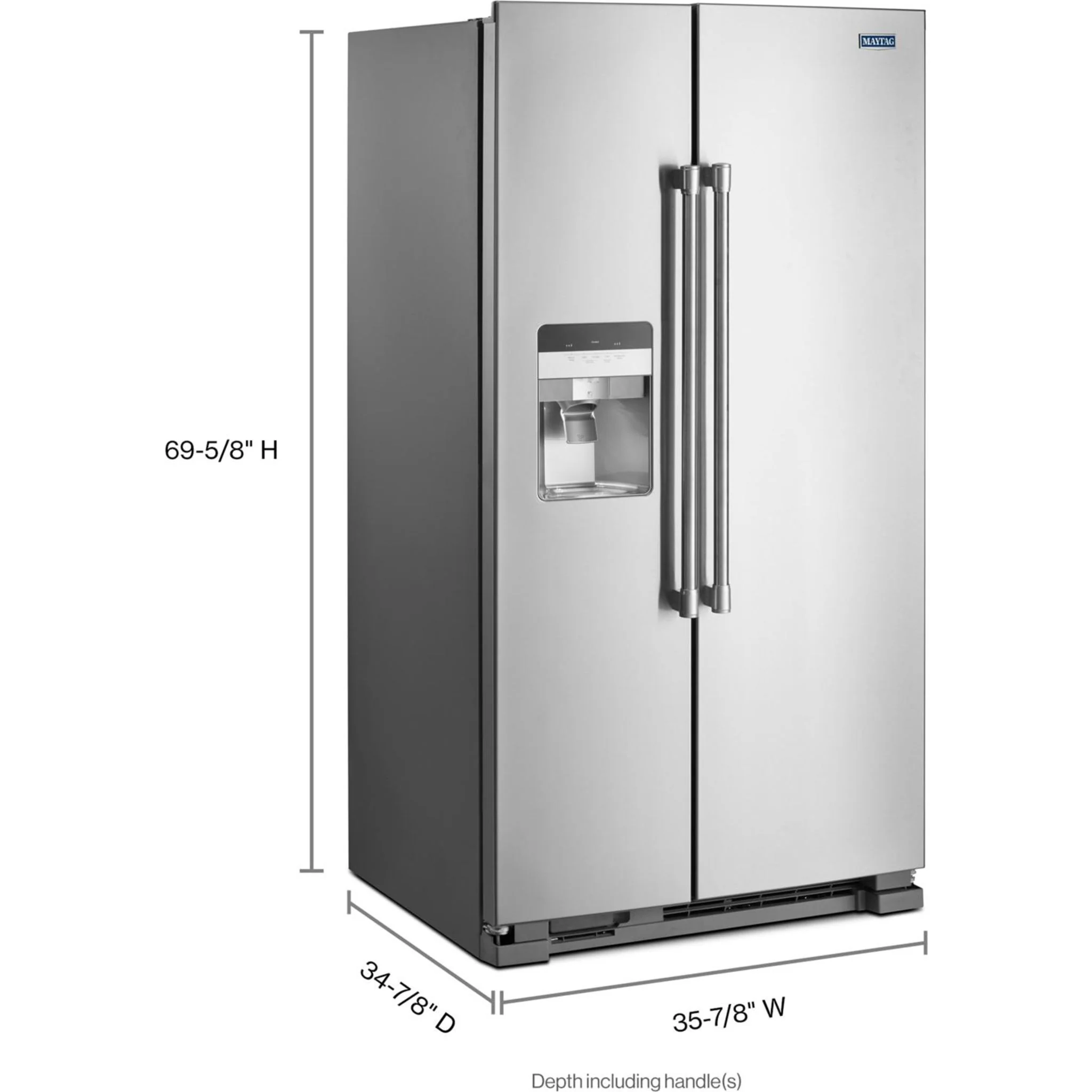 Maytag 36-Inch Wide Side-by-Side Refrigerator with Exterior Ice and Water Dispenser - 25 Cu. Ft. -Fingerprint Resistant Stainless Steel (MSS25C4MGZ) - Image 2
