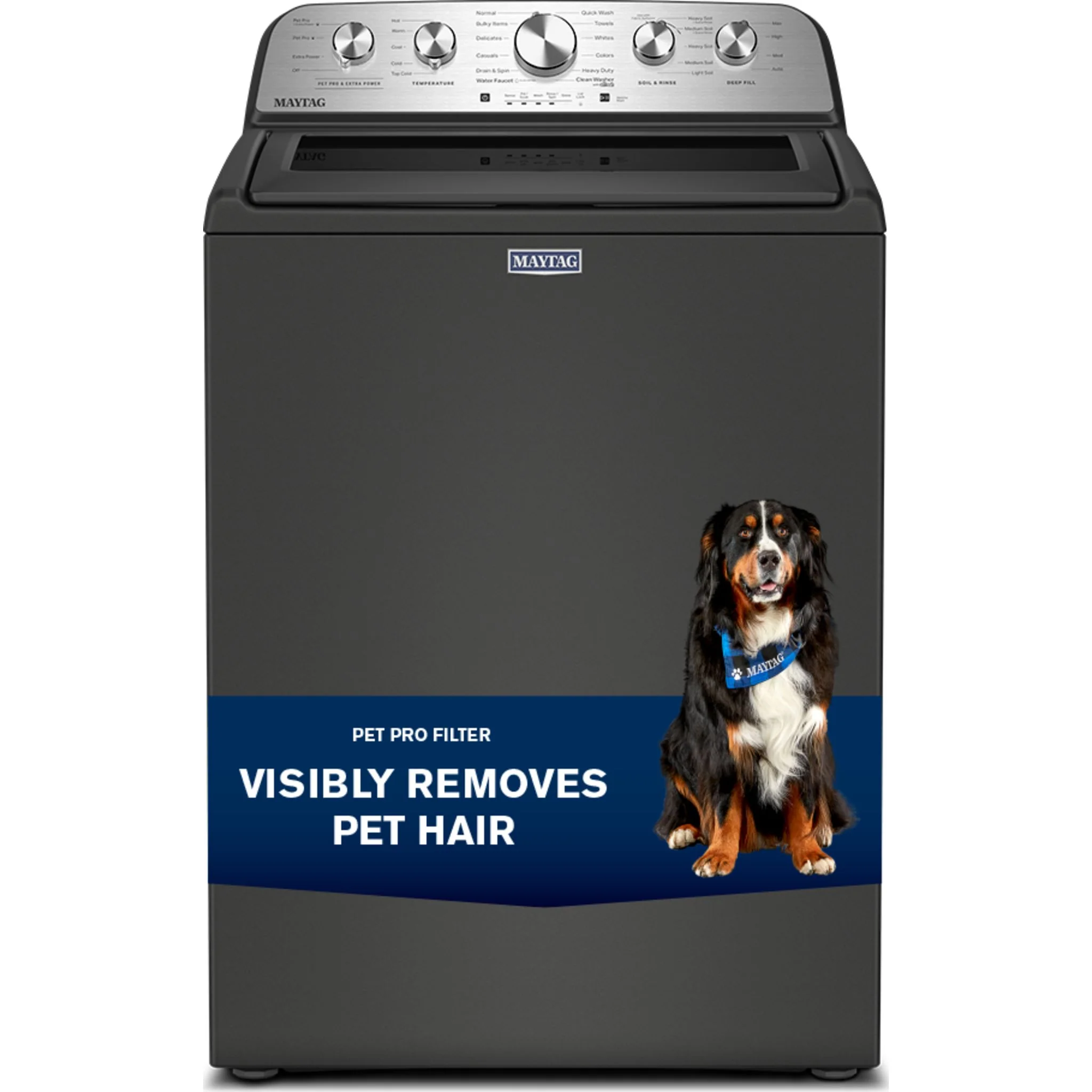 Maytag Top Load Pair (MTW5605RU-YMED5605RU) - Volcano Black - Image 3