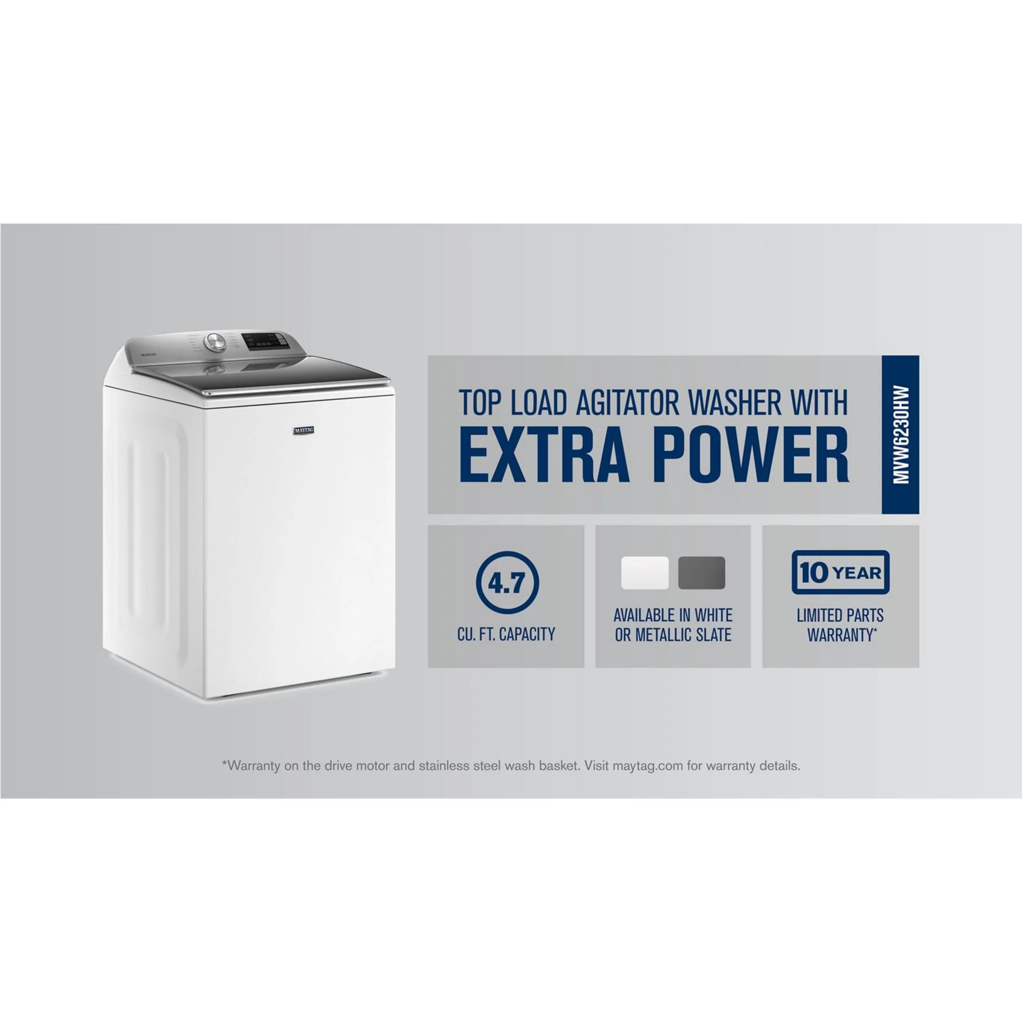 Maytag Smart Top Load Washer with Extra Power Button - 5.4cuft - White (MVW6230HW) - Image 43