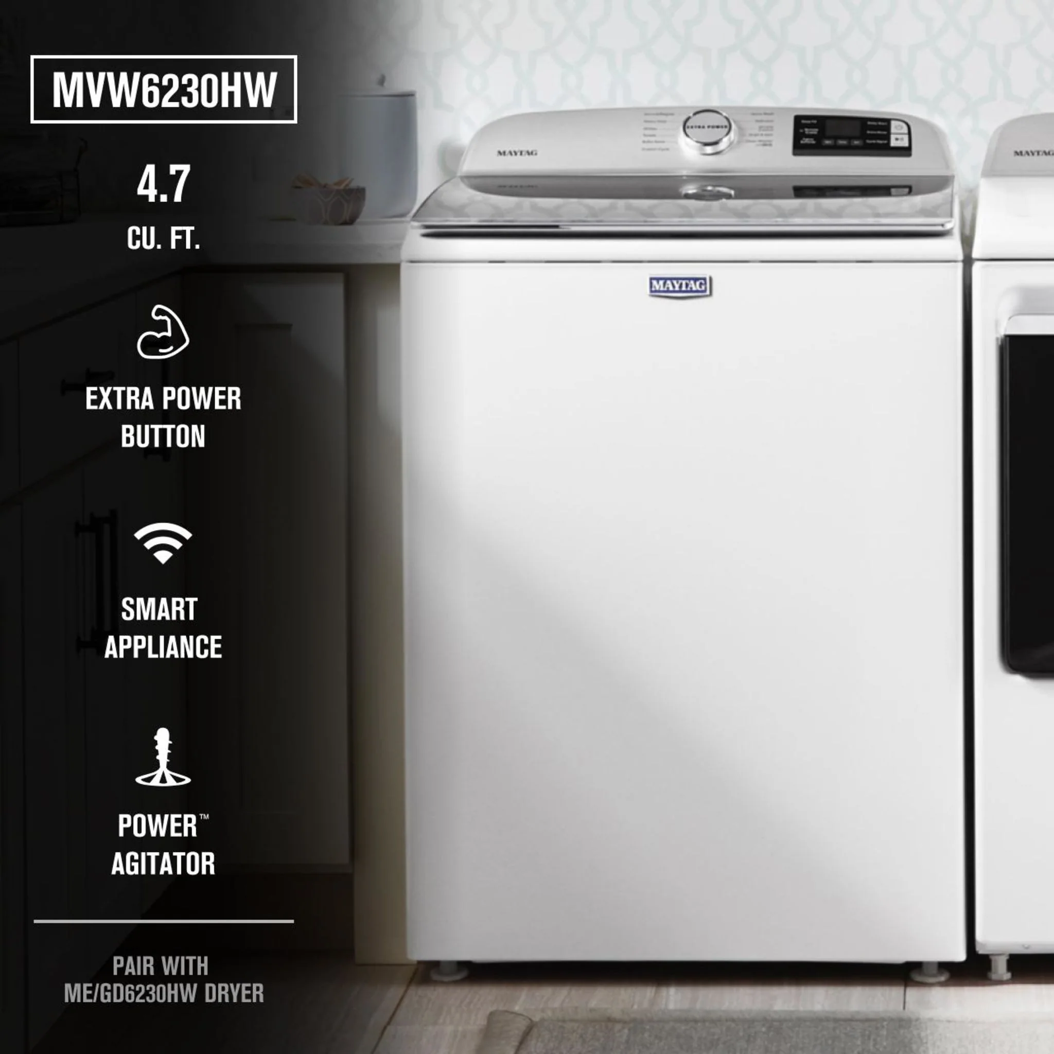 Maytag Smart Top Load Washer with Extra Power Button - 5.4cuft - White (MVW6230HW) - Image 62