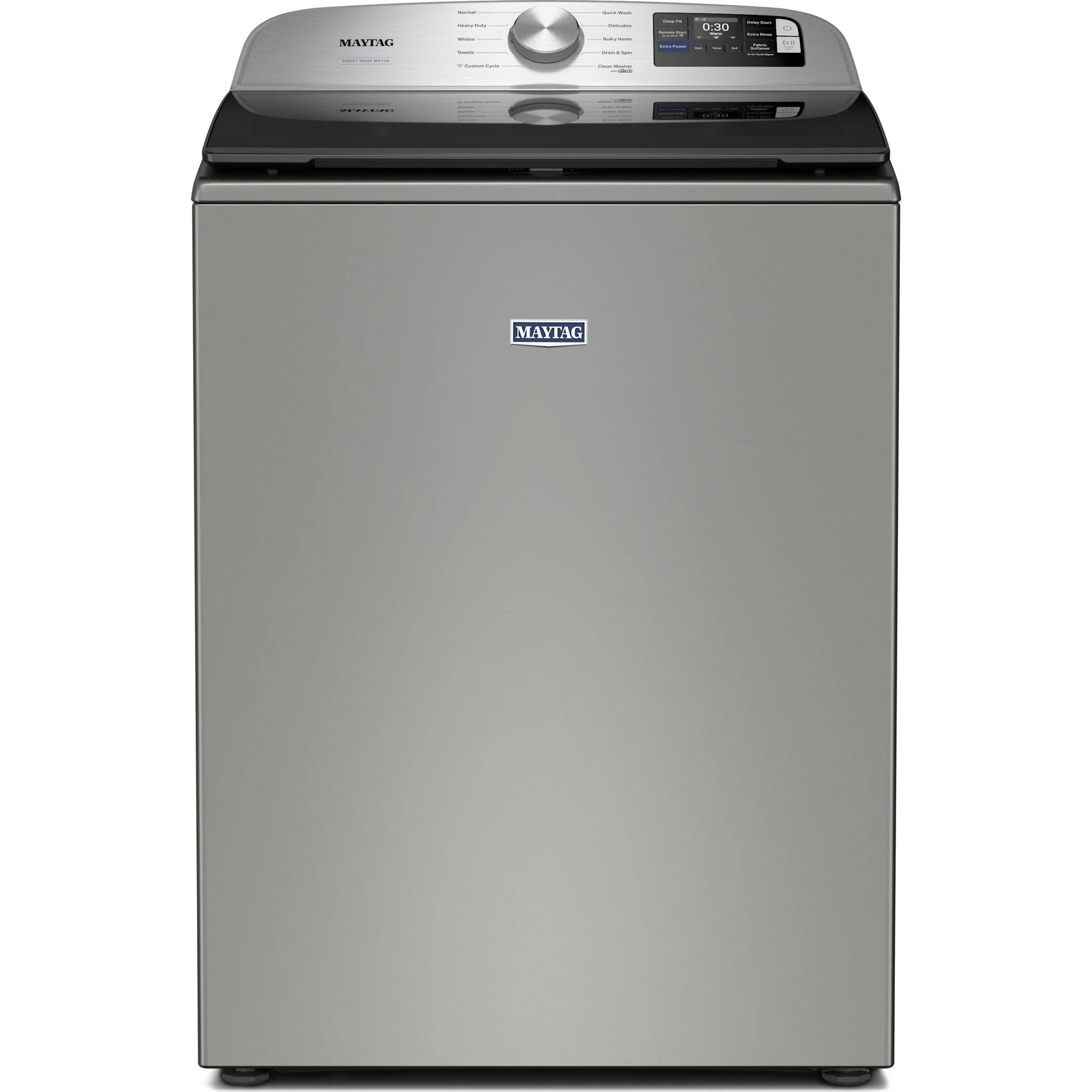 Maytag 6.0 Cu. Ft. Top Load Agitator Washer with Extra Power and Smart Appliance -Classic Silver (MTW6205RR) - Image 2