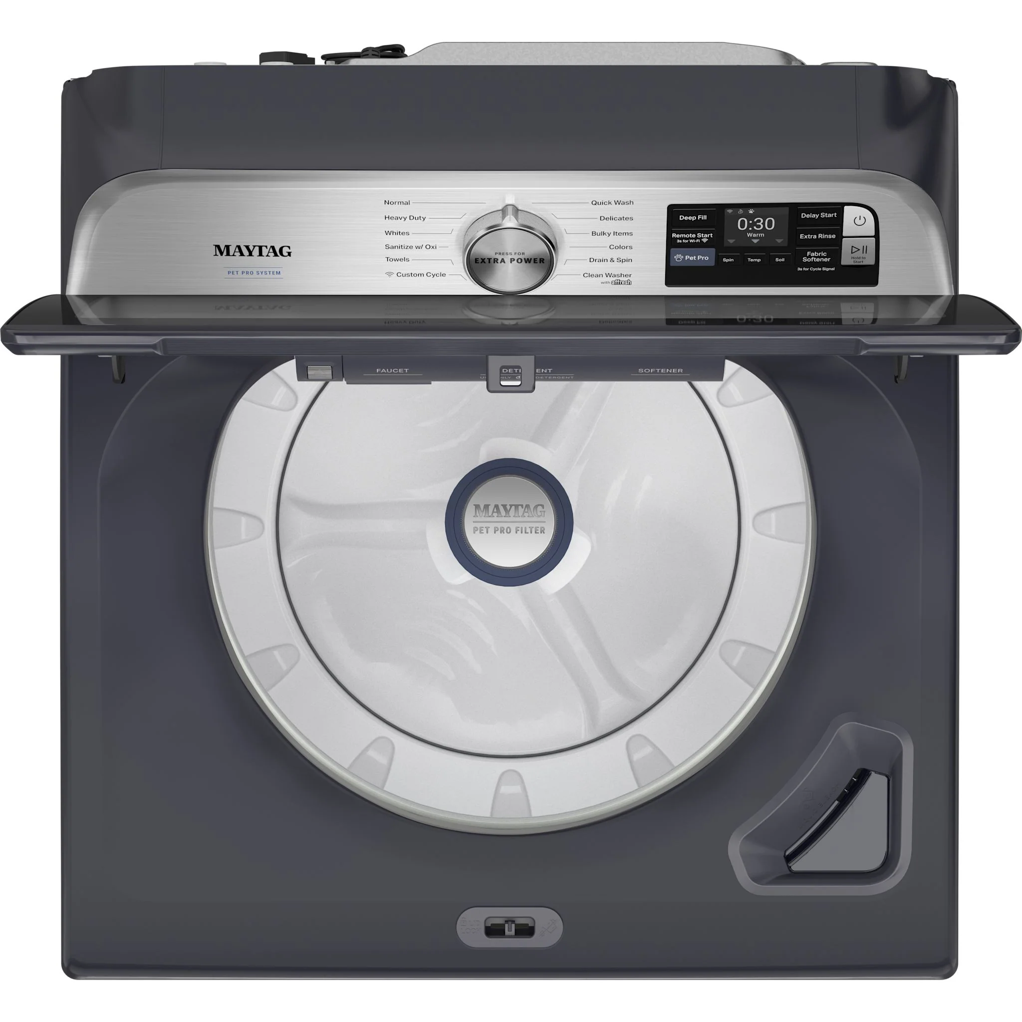 Maytag 6.0 Cu. Ft. Pet Pro Top Load Agitator Washer with Extra Power and Sanitize Cycle with Oxi -Midnight Steel (MTW7205RF) - Image 4