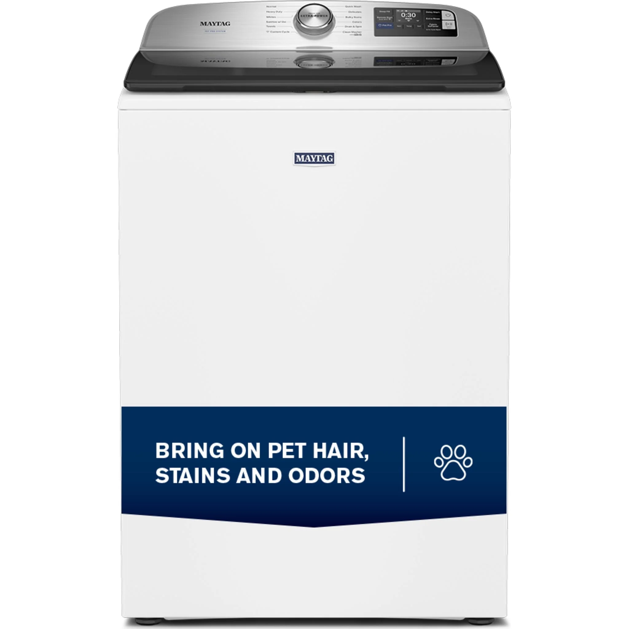 Maytag 6.0 Cu. Ft. Pet Pro Top Load Agitator Washer with Extra Power and Sanitize Cycle with Oxi -White (MTW7205RW) - Image 3