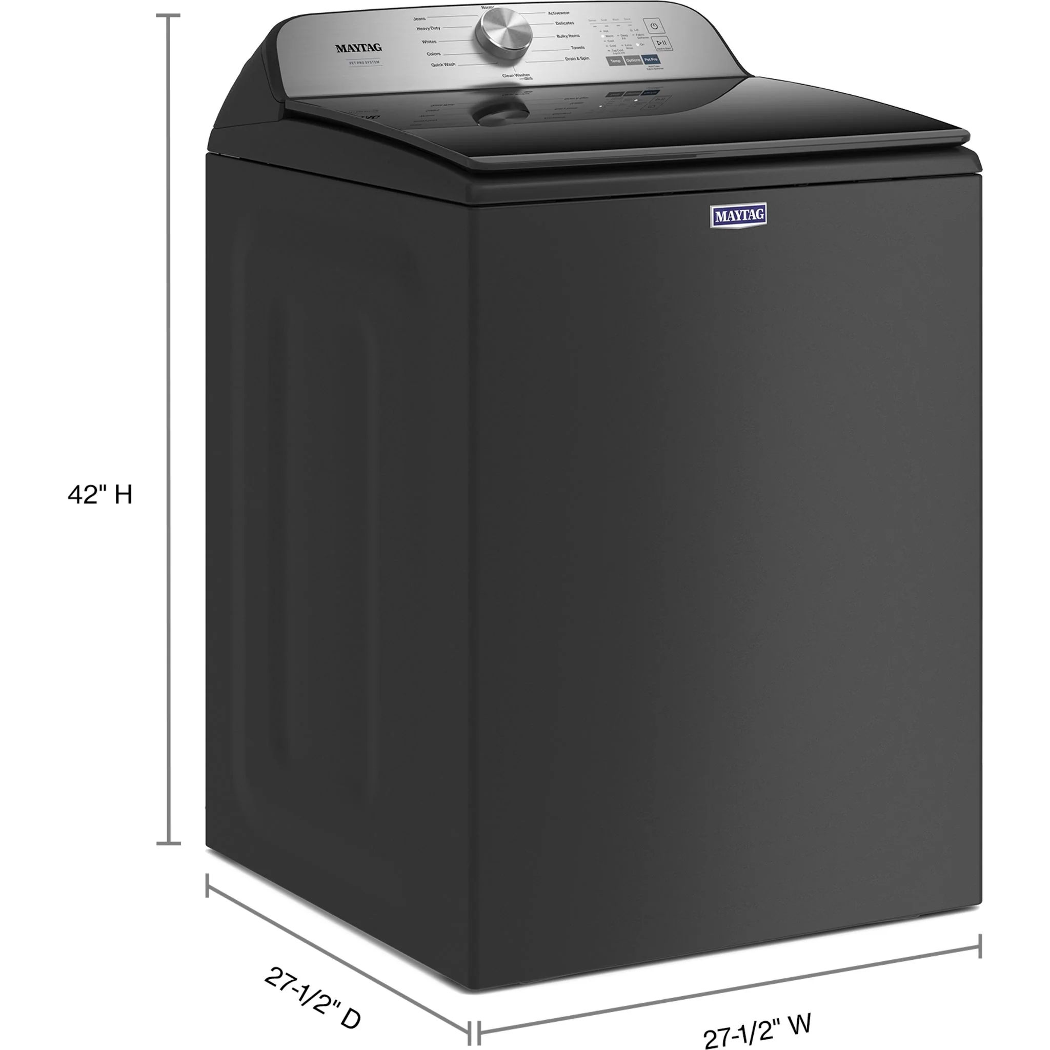 Maytag Pet Pro Top Load Washer - 5.4 cu.ft.  - Volcano Black (MVW6500MBK) - Image 5