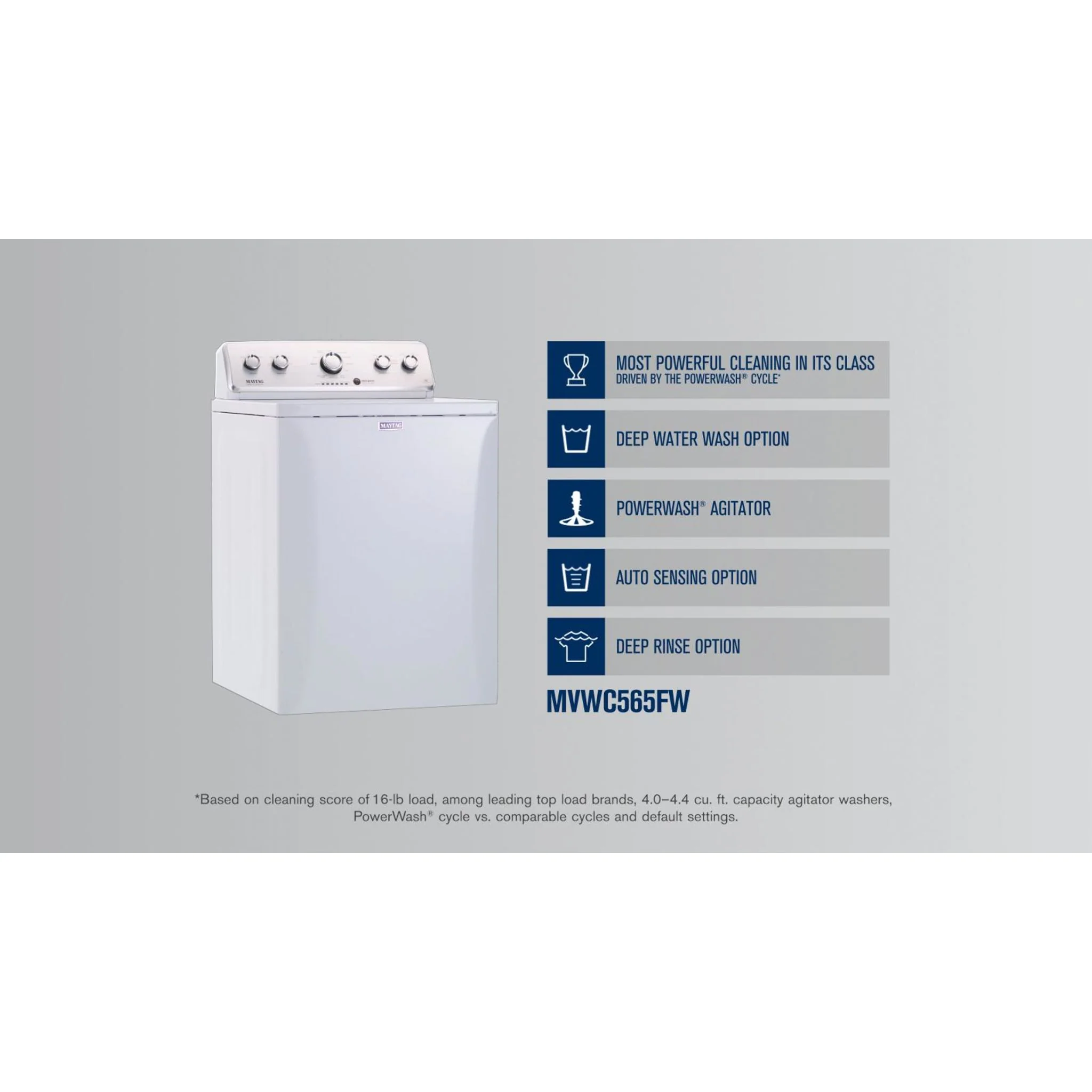 Maytag Top Load Washer with the Deep Water Wash Option and PowerWash® Cycle4.9 cu. ft. I.E.C. (MVWC565FW) - Image 47
