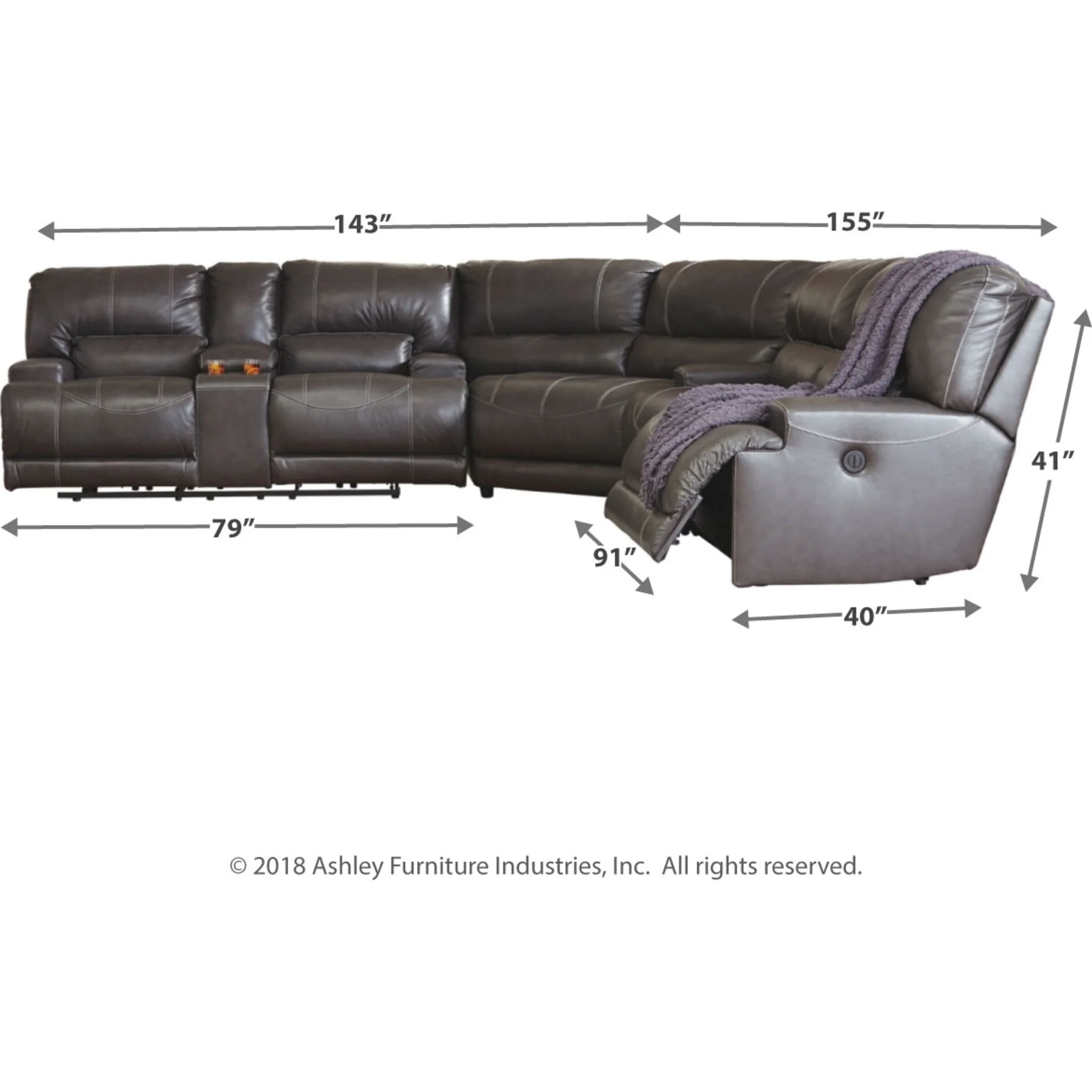 McCaskill 3 Piece Reclining Sectional - Image 3